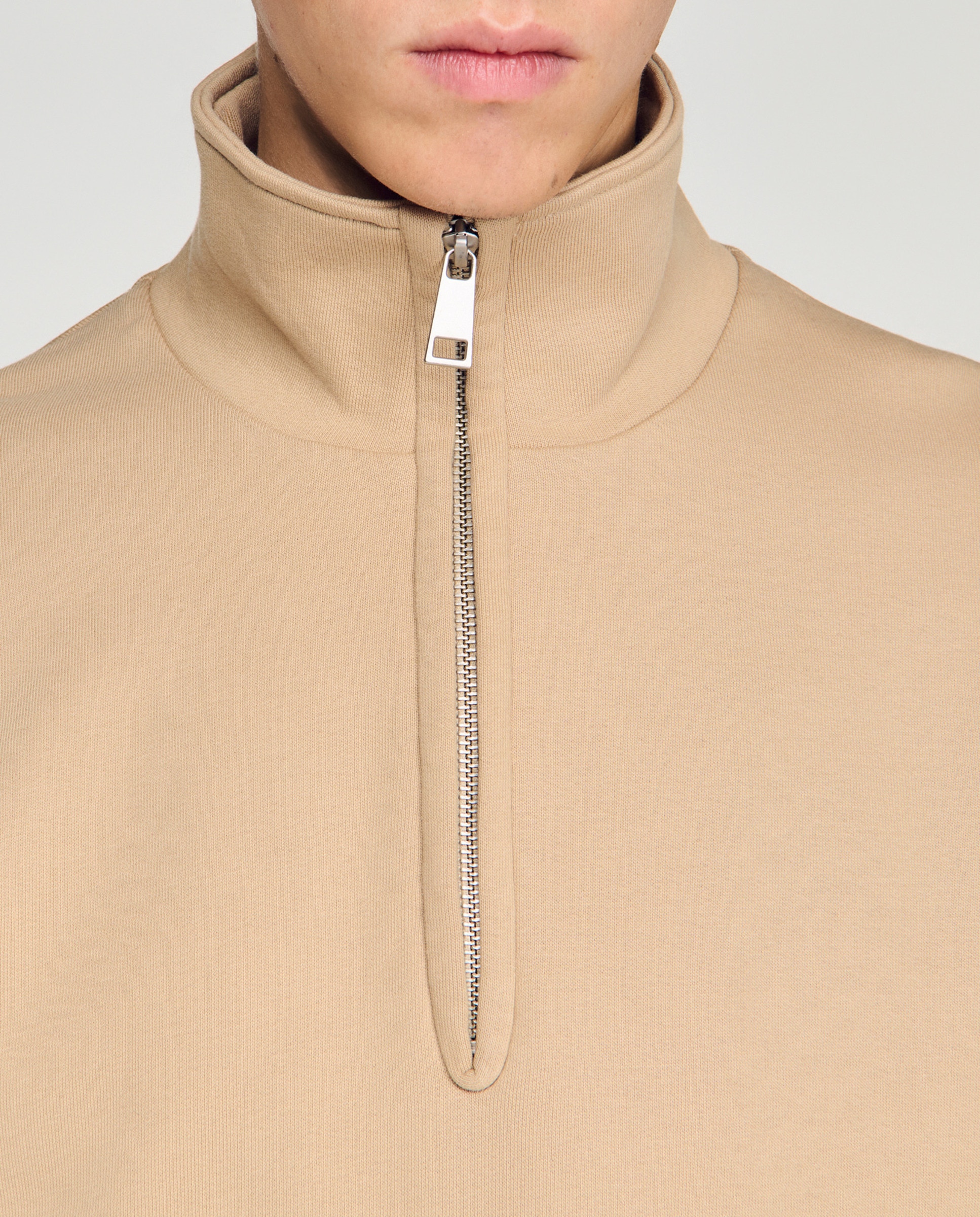 Sudadera con cremallera de hombre de algodón de corte clásico - Sandro - Marrón Marrón-4
