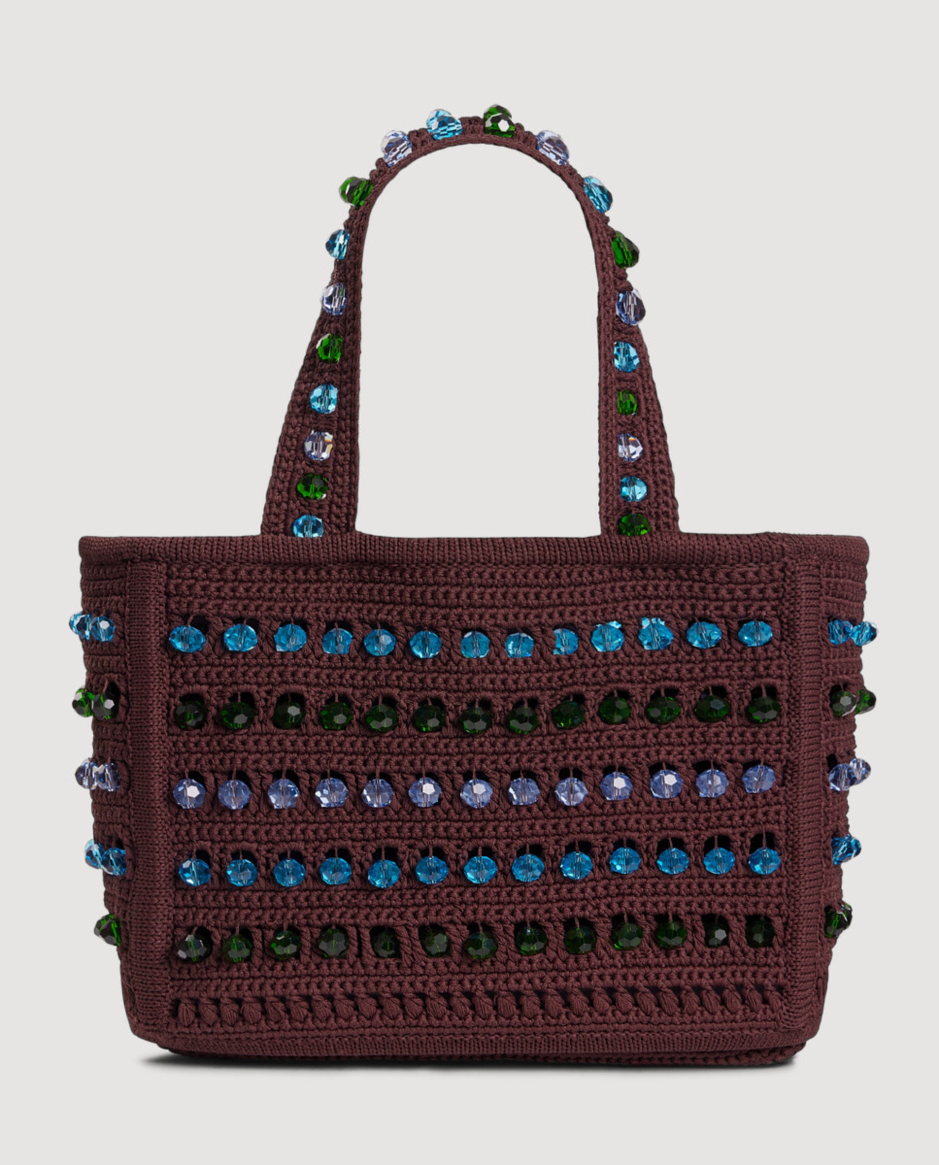 Bolso de mano de mujer de ganchillo con perlas