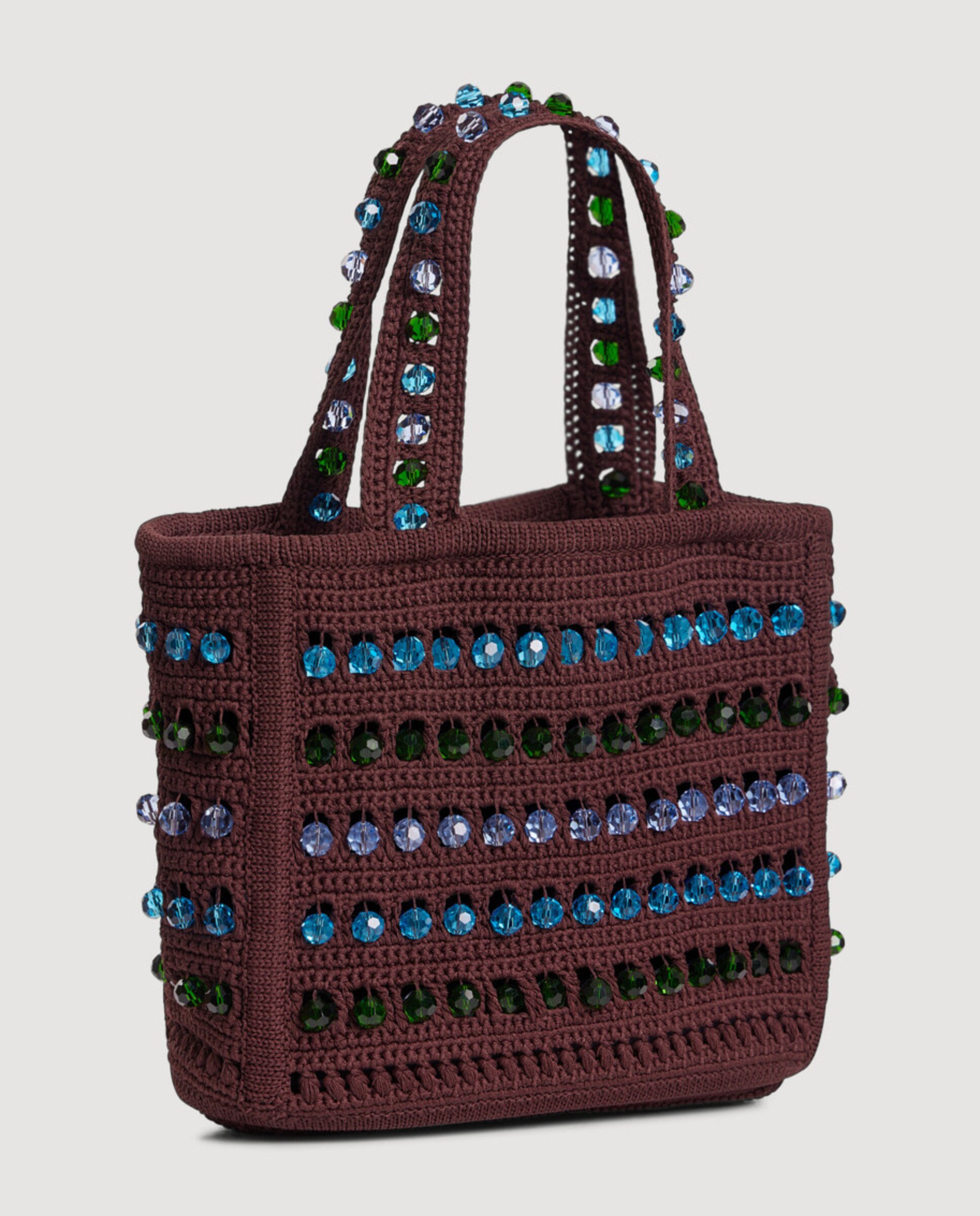 Bolso de mano de mujer de ganchillo con perlas - Sandro - Marrón Marrón-3