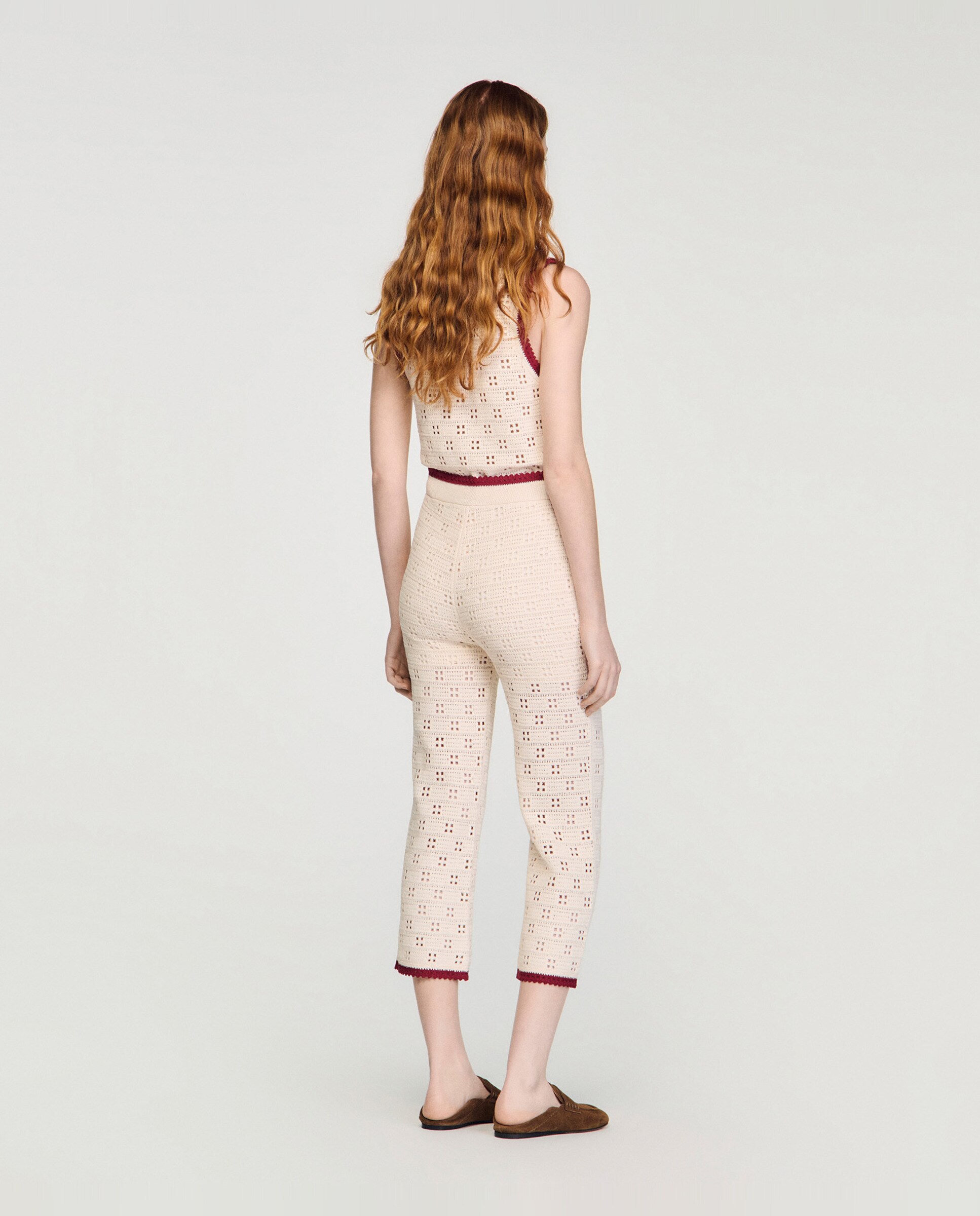 Pantalón recto de mujer estilo ganchillo - Sandro - Blanco Blanco-3