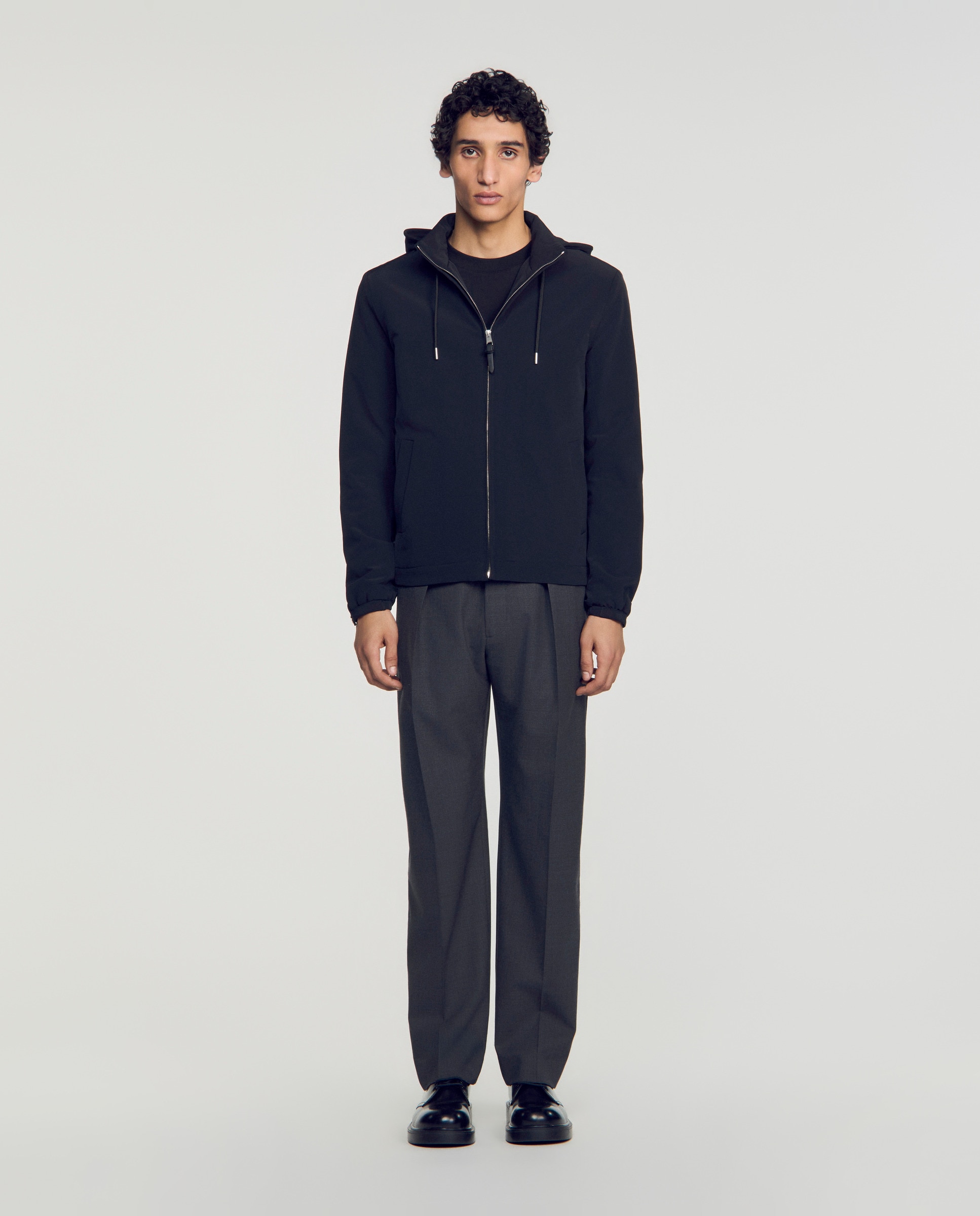 Cazadora bomber de hombre con cremallera y capucha - Sandro - Negro Negro-3