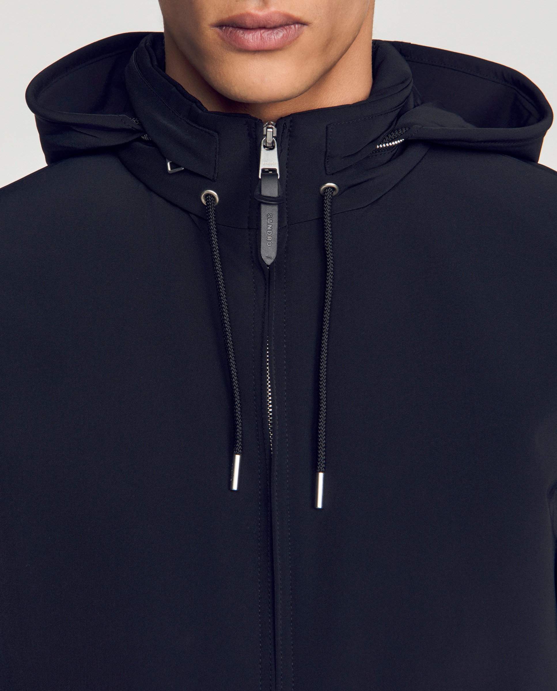 Cazadora bomber de hombre con cremallera y capucha - Sandro - Negro Negro-5