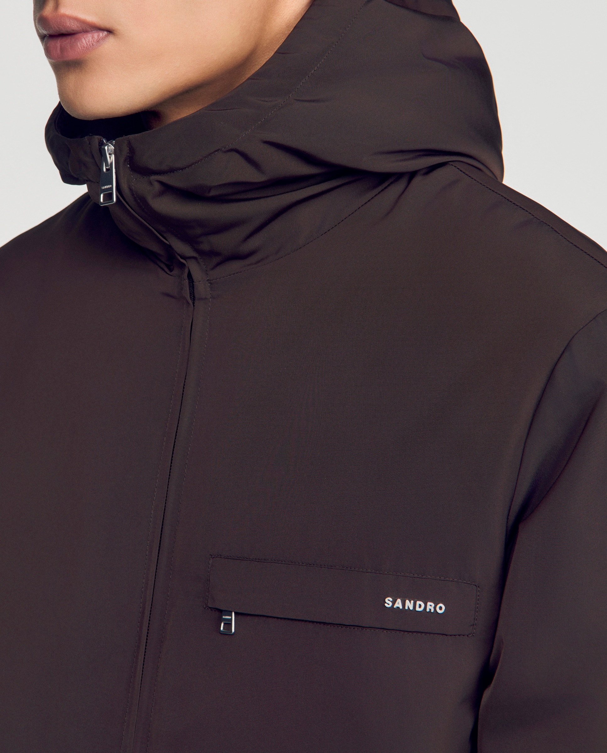 Cazadora bomber de hombre con cremallera y capucha - Sandro - Topo Topo-5