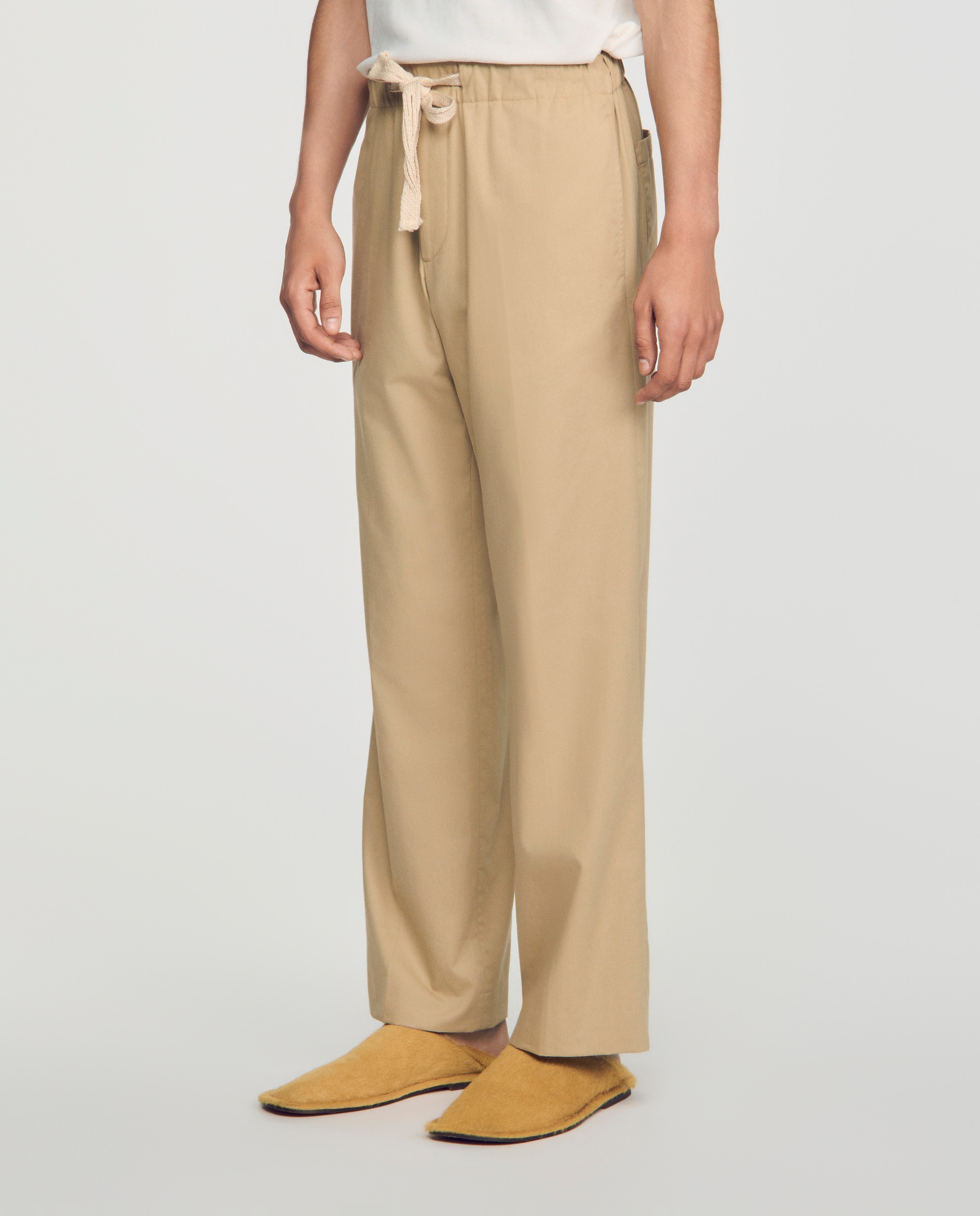 Pantalones joggers de hombre ancho con cintura elástica de algodón - Sandro - Marrón Marrón-2