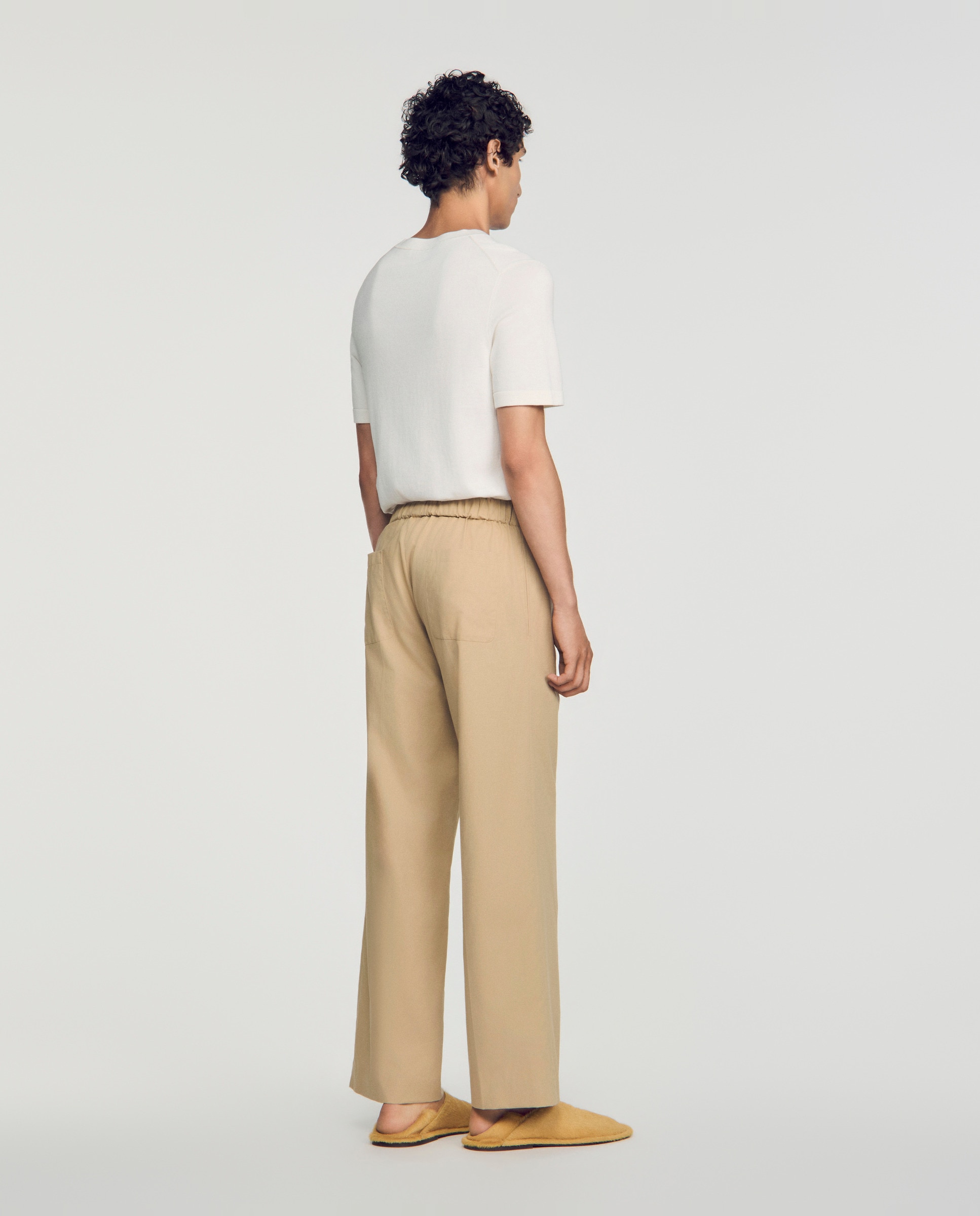 Pantalones joggers de hombre ancho con cintura elástica de algodón - Sandro - Marrón Marrón-3