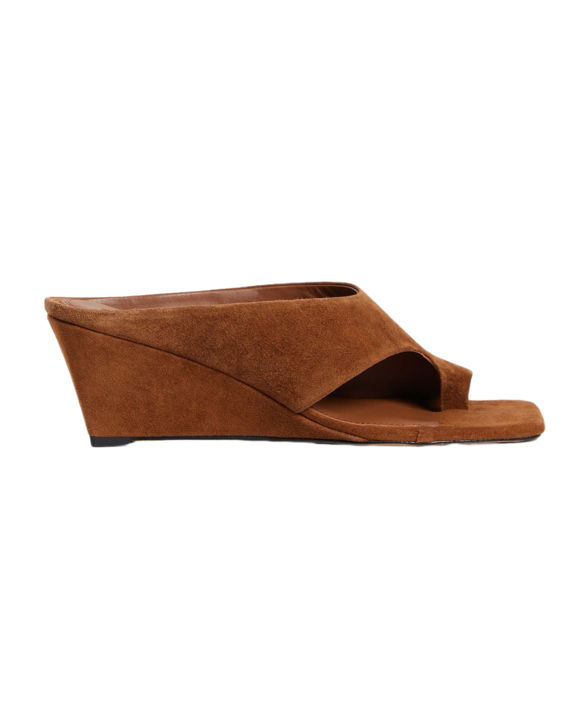 Sandalias de cuña de mujer de ante con tira entre los dedos - Sandro - Marrón Marrón-1