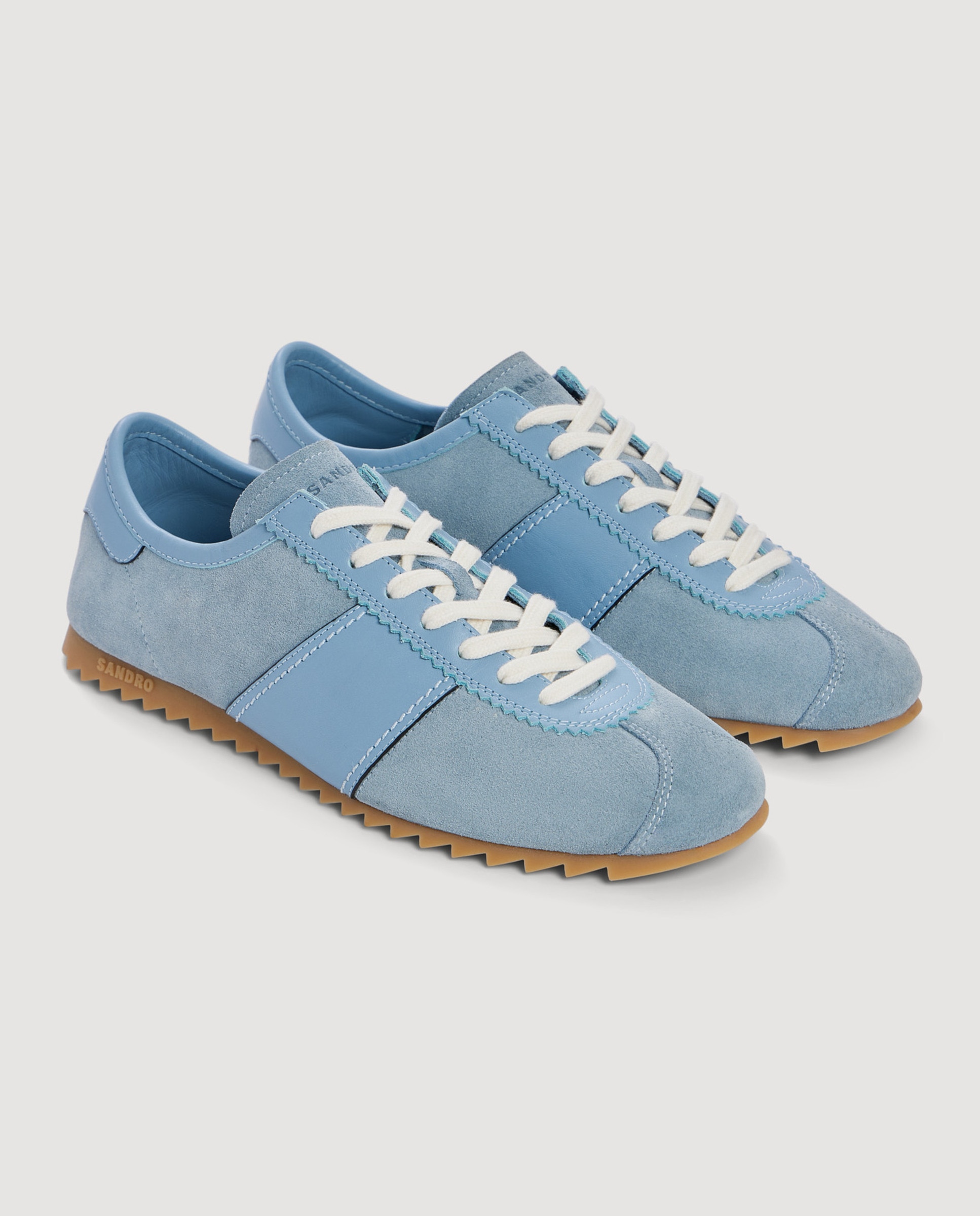 Zapatillas deportivas de hombre bajas de cuero y ante - Sandro - Azul claro Azul claro-4