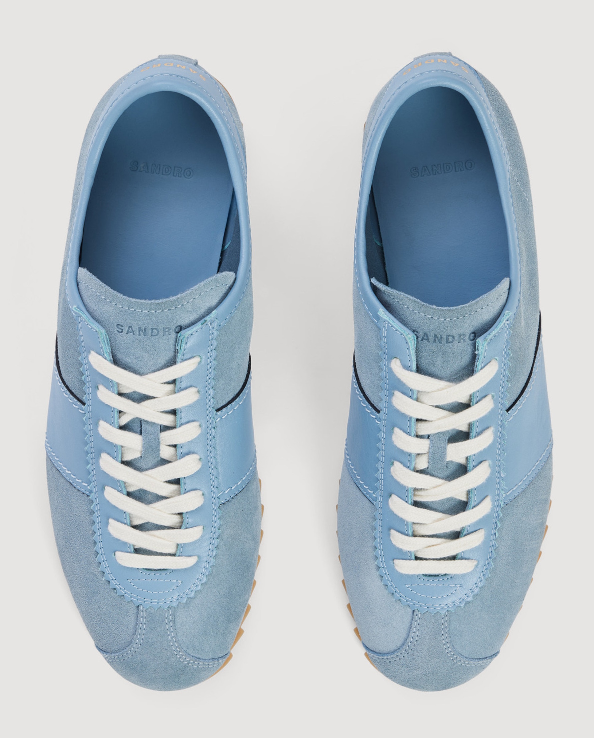 Zapatillas deportivas de hombre bajas de cuero y ante - Sandro - Azul claro Azul claro-3
