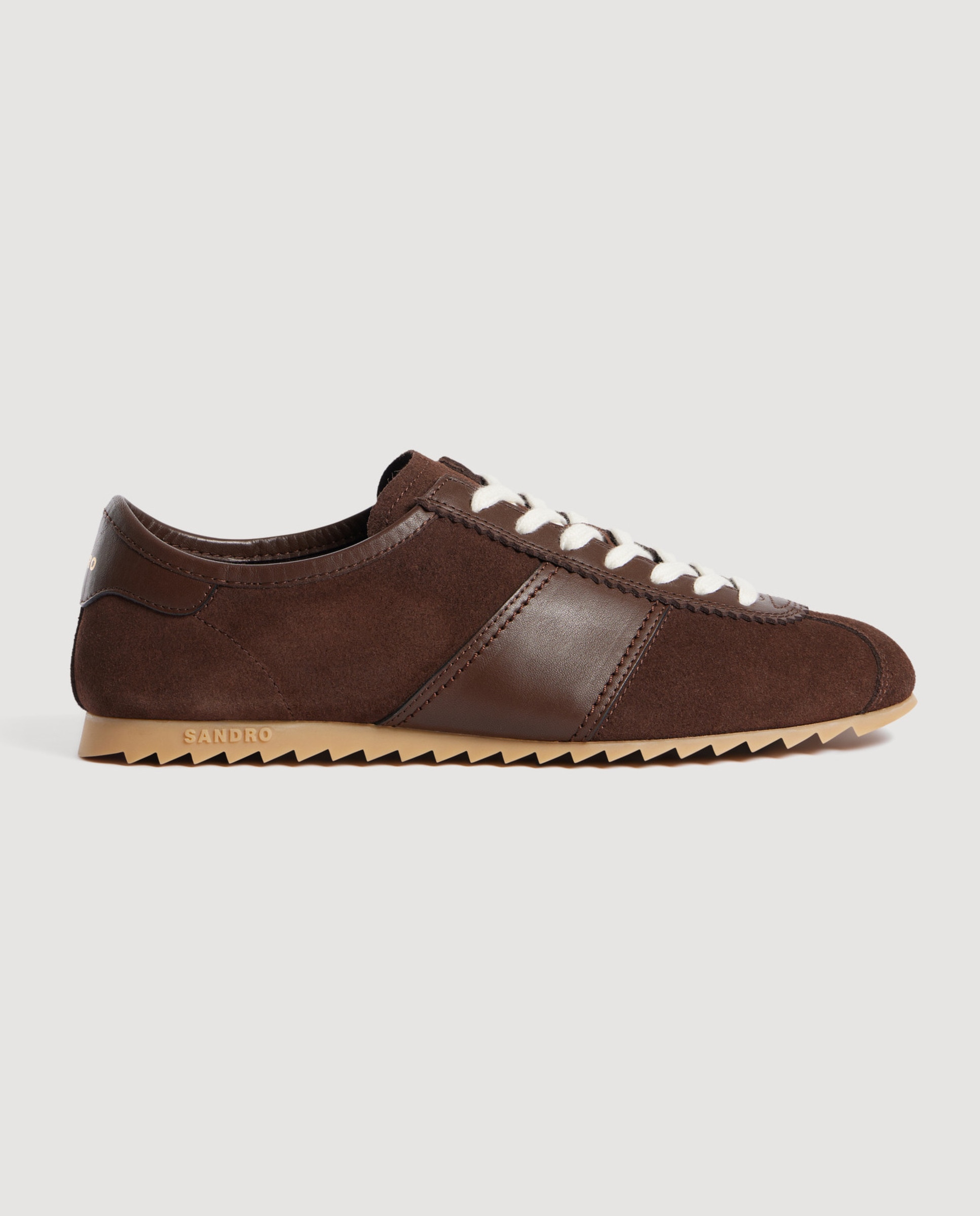 Zapatillas deportivas de hombre bajas de cuero y ante - Sandro - Marrón oscuro Marrón oscuro-1