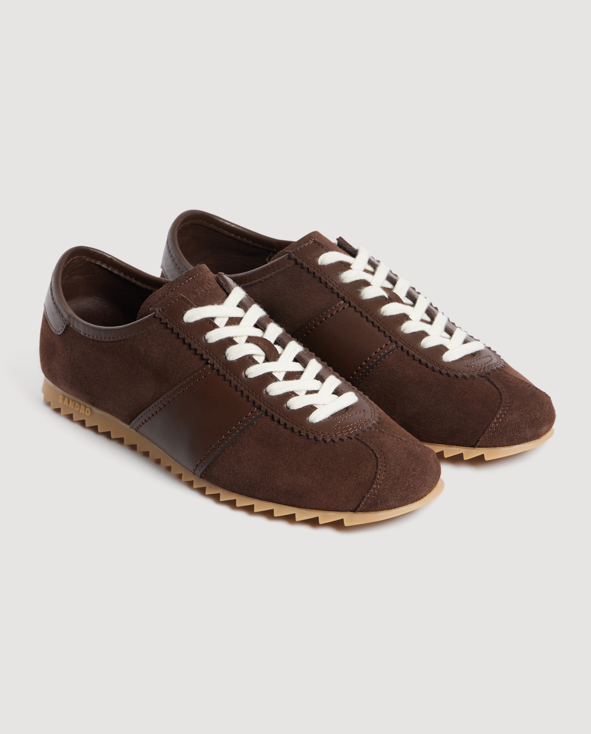 Zapatillas deportivas de hombre bajas de cuero y ante - Sandro - Marrón oscuro Marrón oscuro-4