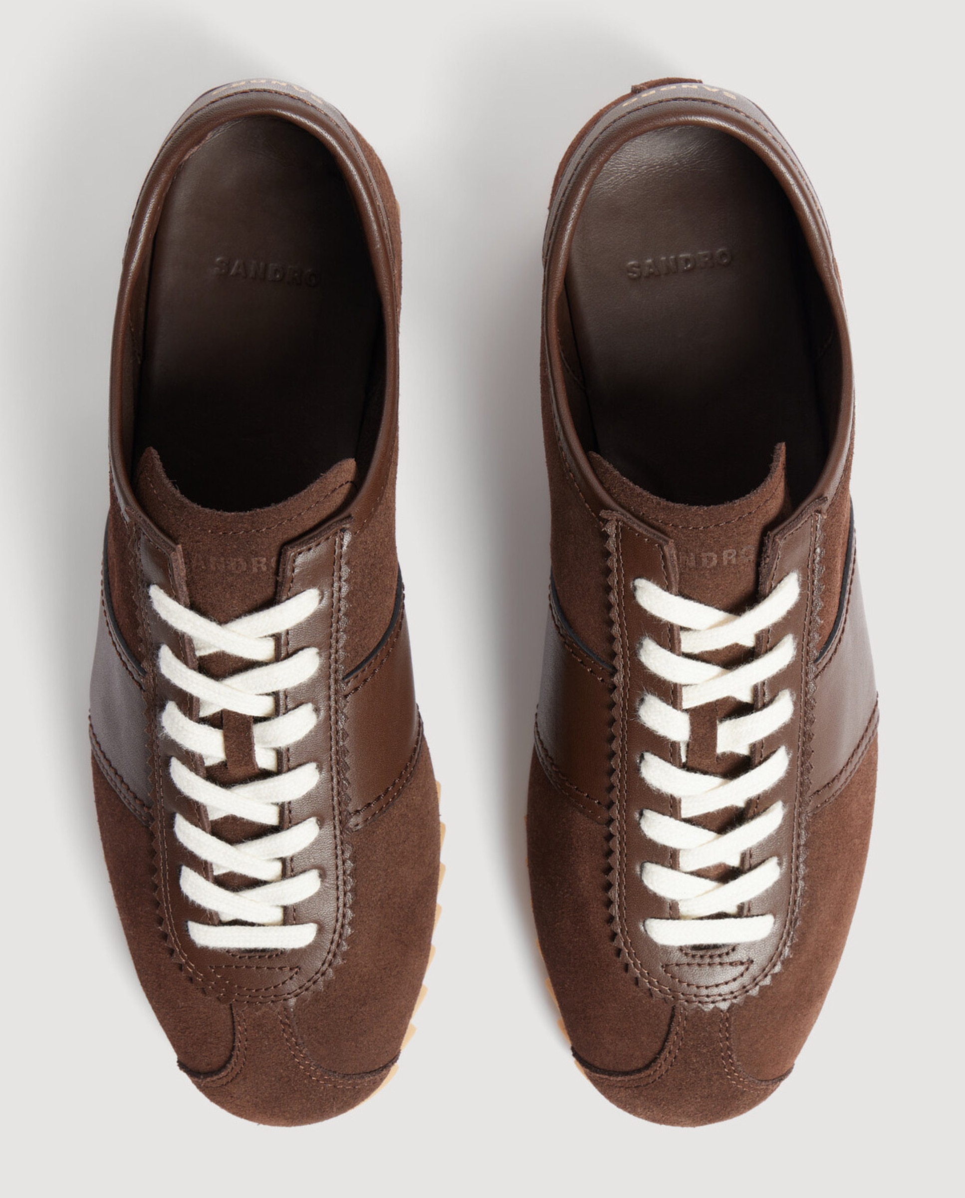 Zapatillas deportivas de hombre bajas de cuero y ante - Sandro - Marrón oscuro Marrón oscuro-5
