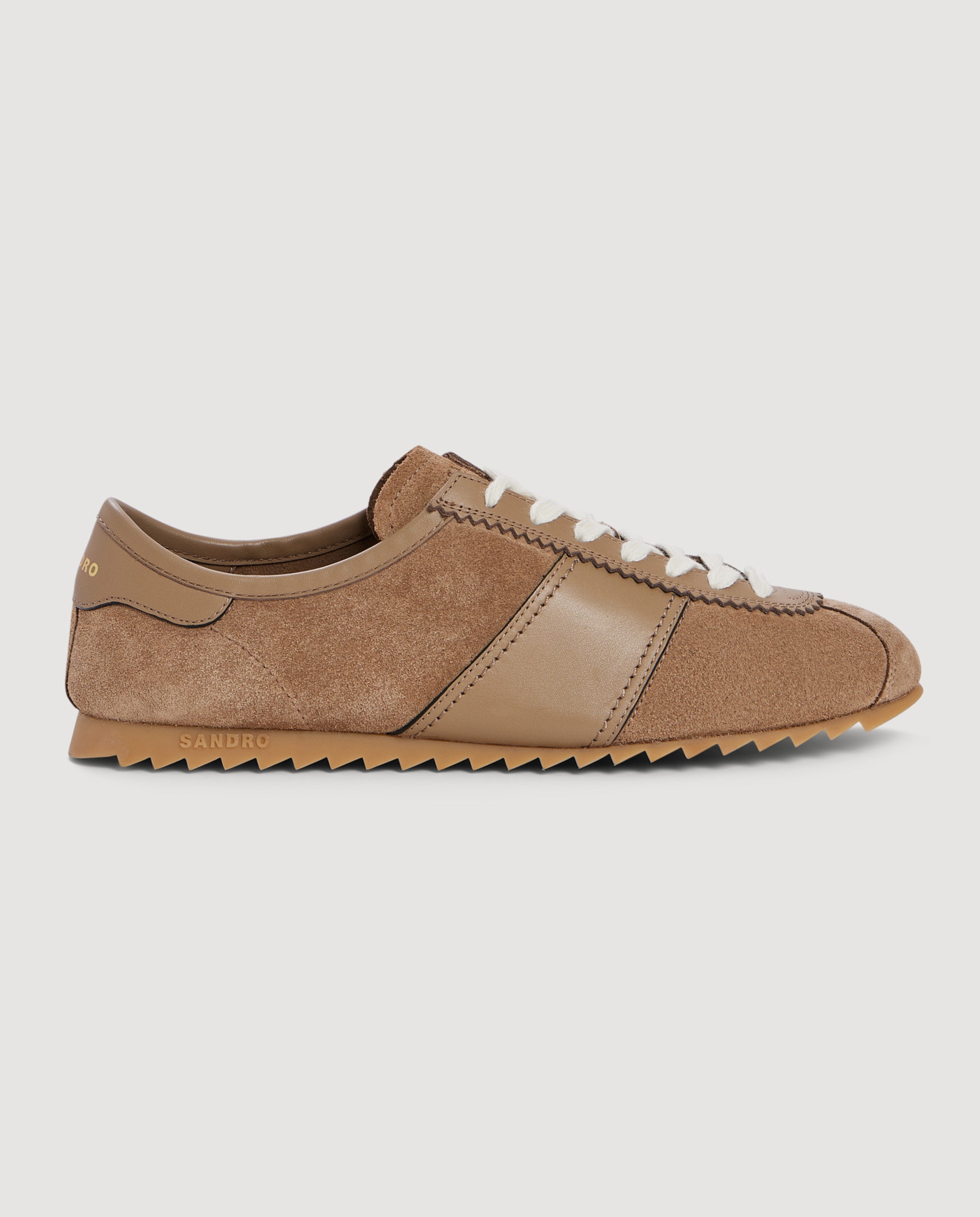 Zapatillas deportivas de hombre bajas de cuero y ante - Sandro - Marrón Marrón-1