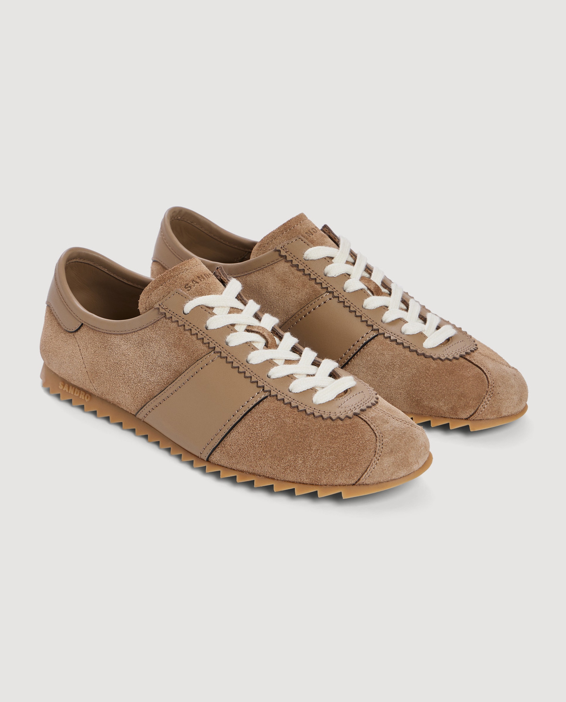 Zapatillas deportivas de hombre bajas de cuero y ante - Sandro - Marrón Marrón-4