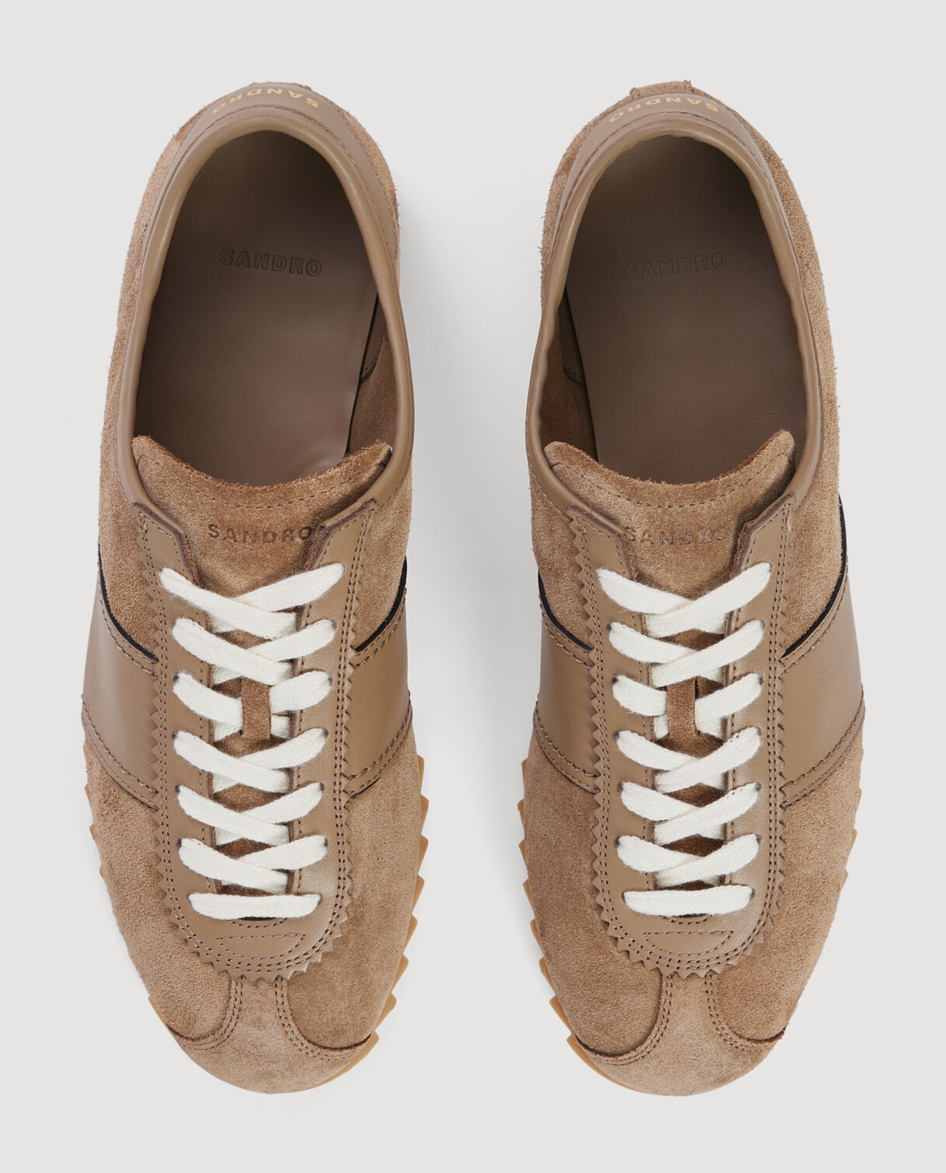 Zapatillas deportivas de hombre bajas de cuero y ante - Sandro - Marrón Marrón-3