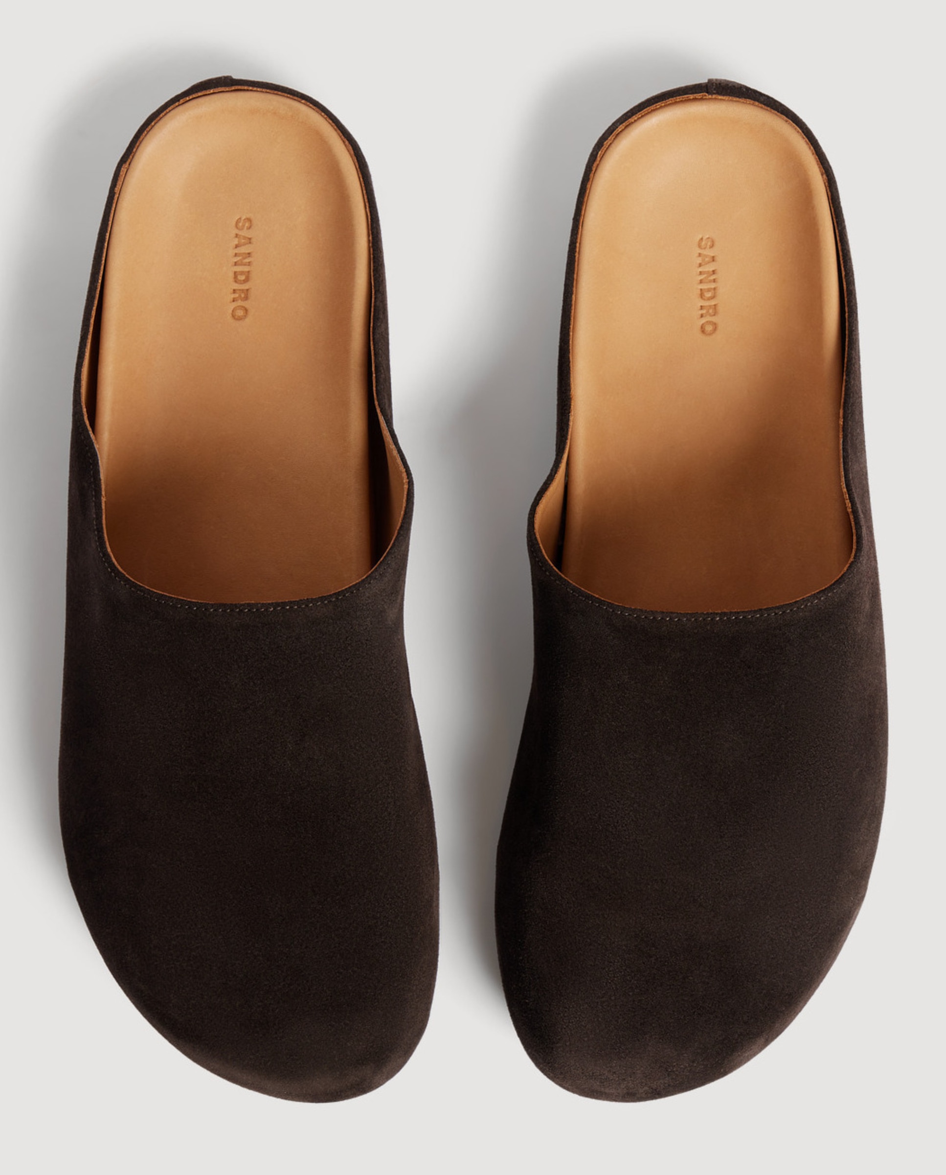Imagen 2 de Zapatillas de casa de hombre de serraje destalonadas - Sandro - Marrón oscuro Marrón oscuro