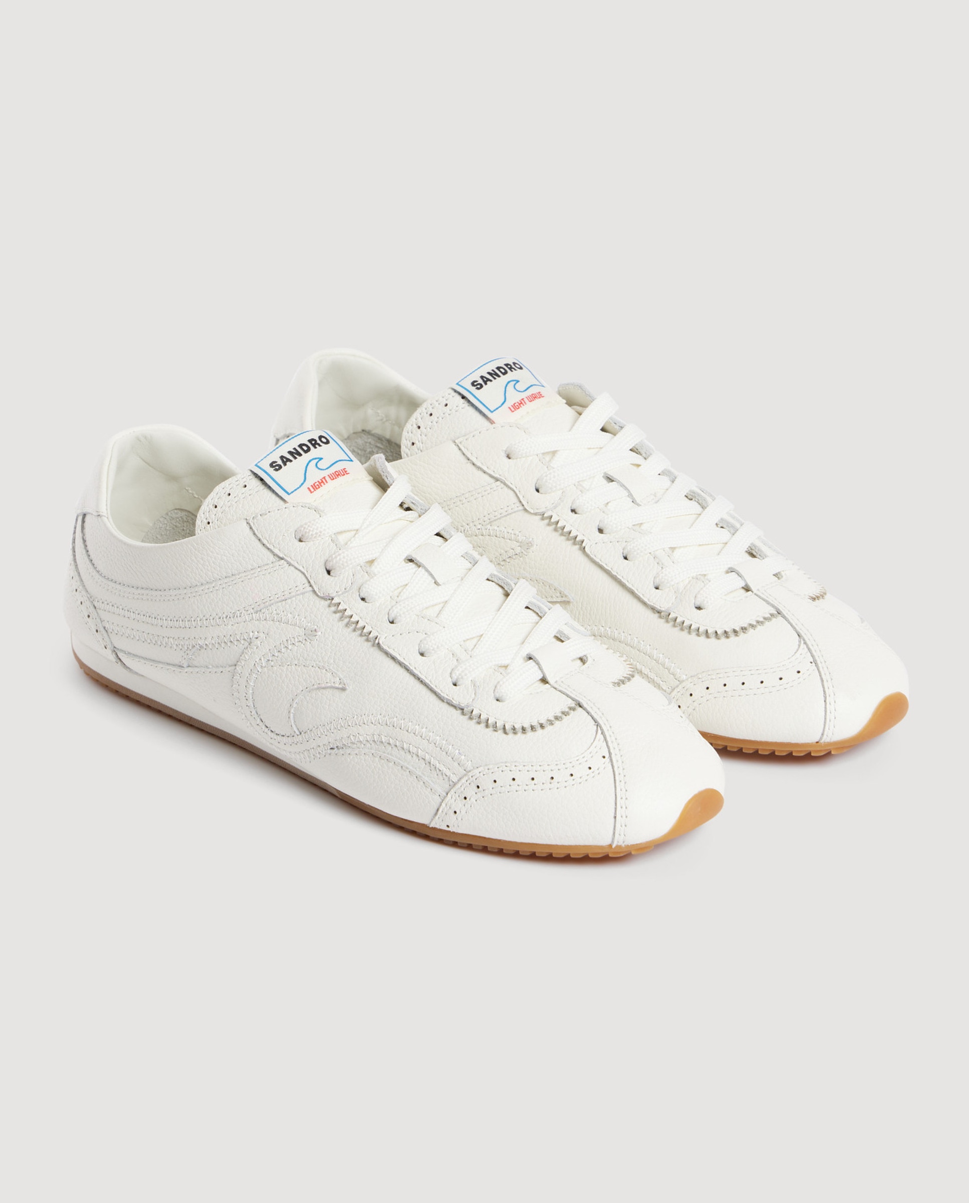 Zapatillas deportivas de mujer de cuero - Sandro - Blanco Blanco-4