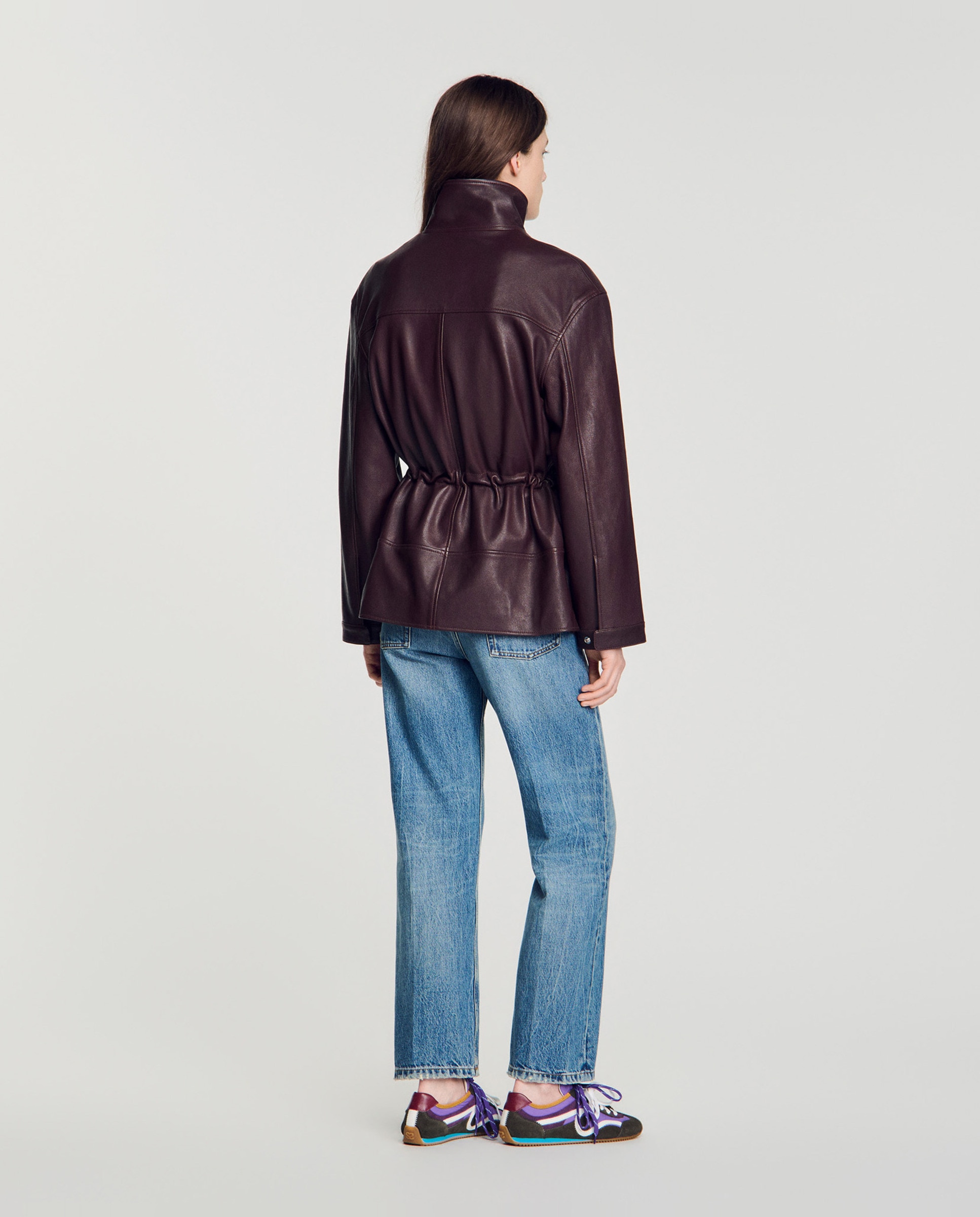 Imagen 2 de Cazadora de mujer oversize de lana con cuello de piel - Sandro - Rojo Rojo