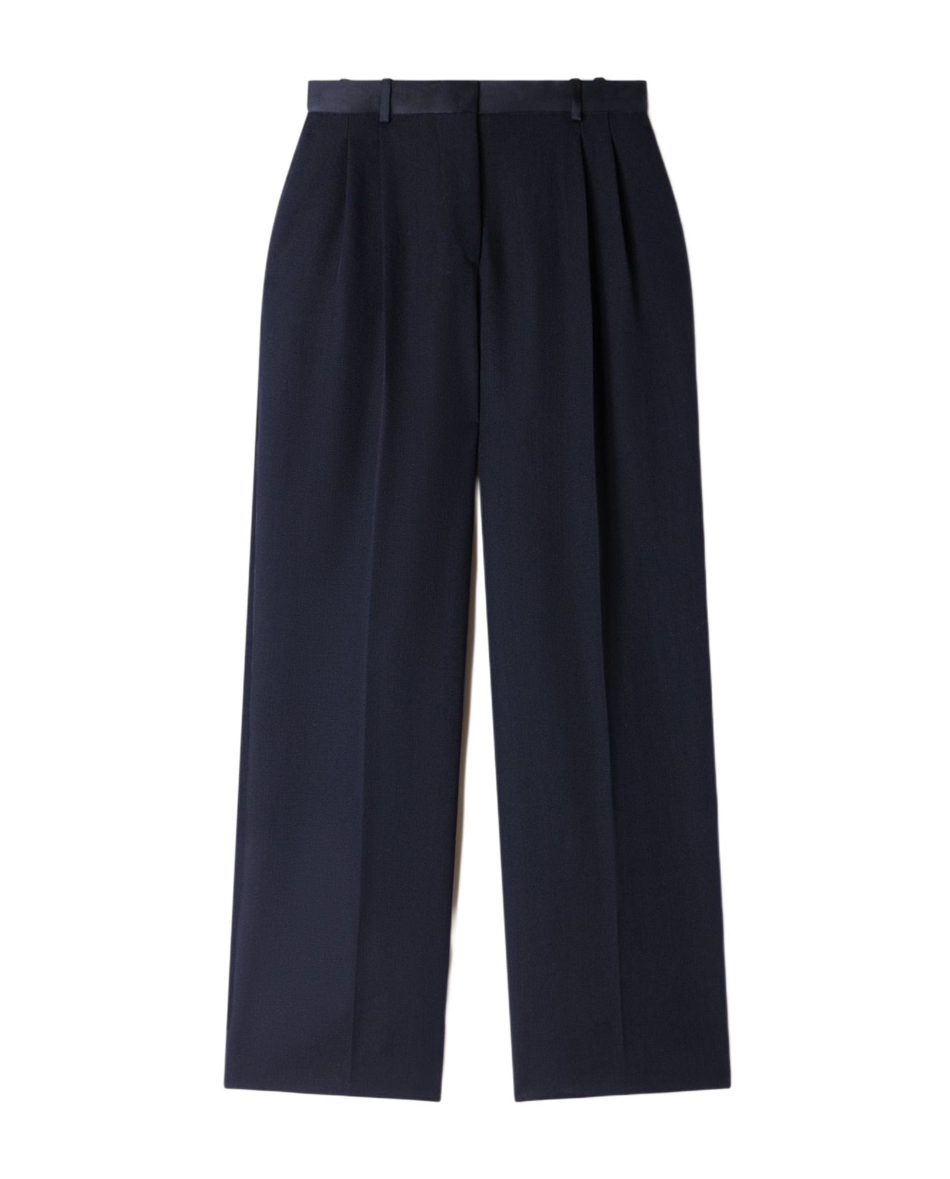 Pantalones de vestir anchos de mujer bimateria de lino satinados - Sandro - Negro Negro-6