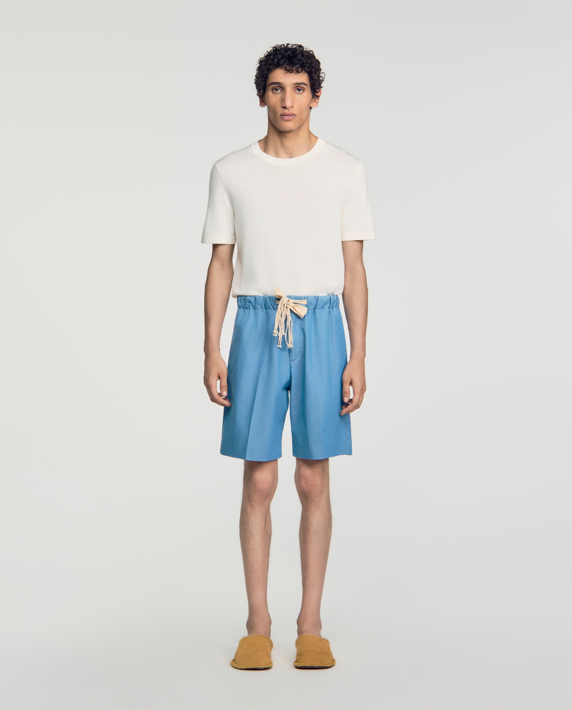 Imagen 0 de Pantalón corto chino de hombre algodón efecto lavado Azul