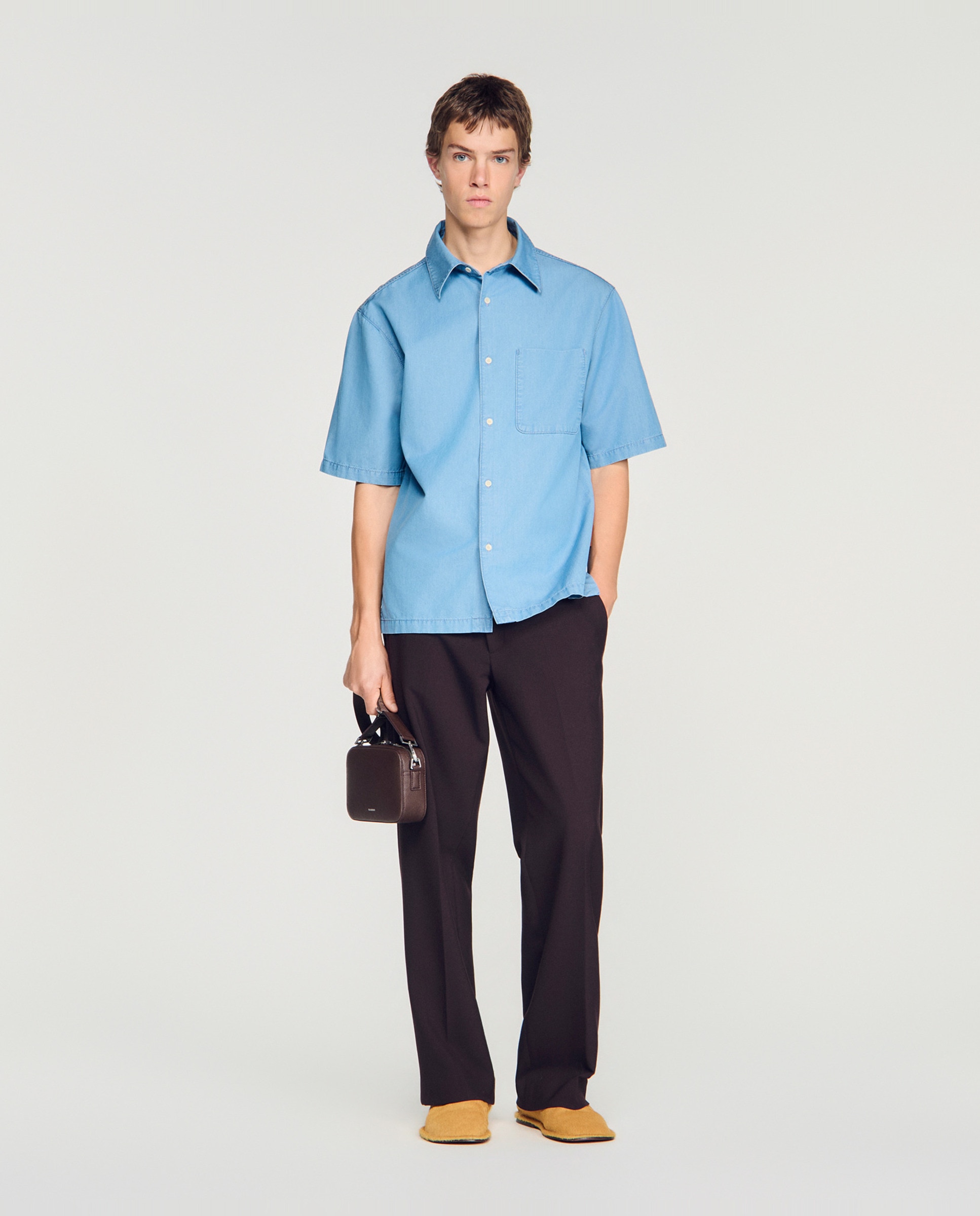 Imagen 4 de Camisa vaquera de hombre oversize efecto lavado - Sandro - Azul Azul