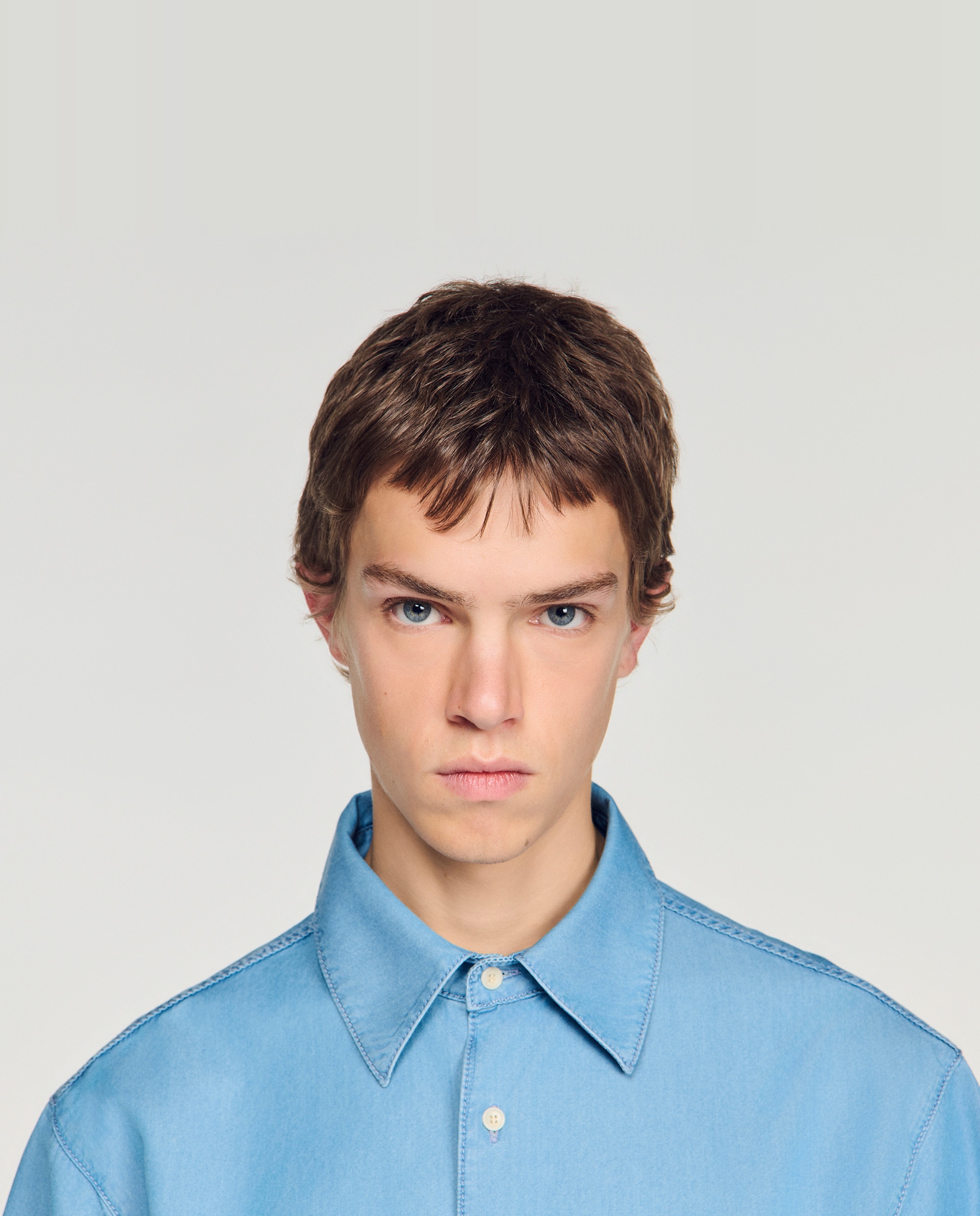 Imagen 5 de Camisa vaquera de hombre oversize efecto lavado - Sandro - Azul Azul