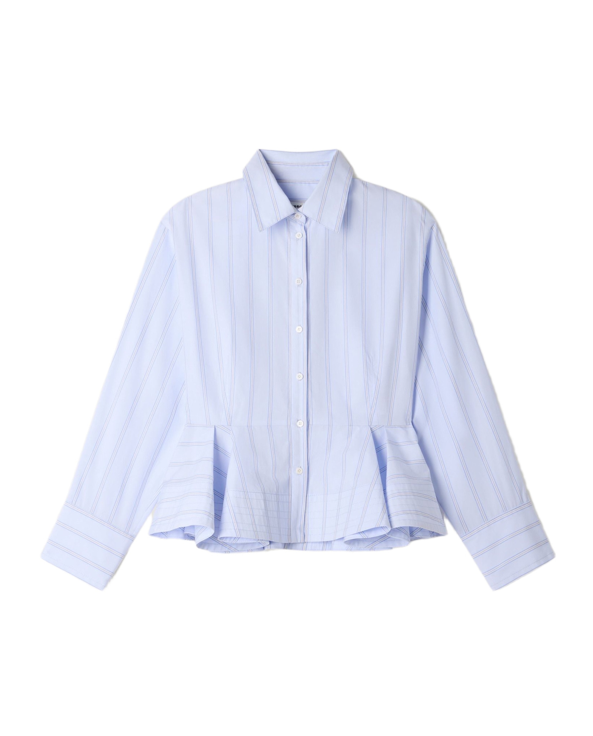 Camisa de mujer peplum a rayas entallada 100% algodón - Sandro - Azul claro Azul claro-6