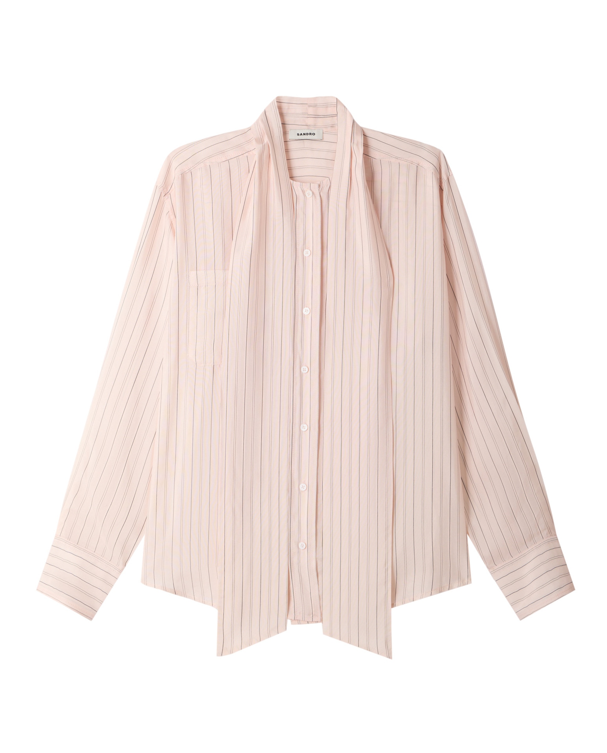 Camisa de mujer de rayas con lazada - Sandro - Rosa Rosa-7