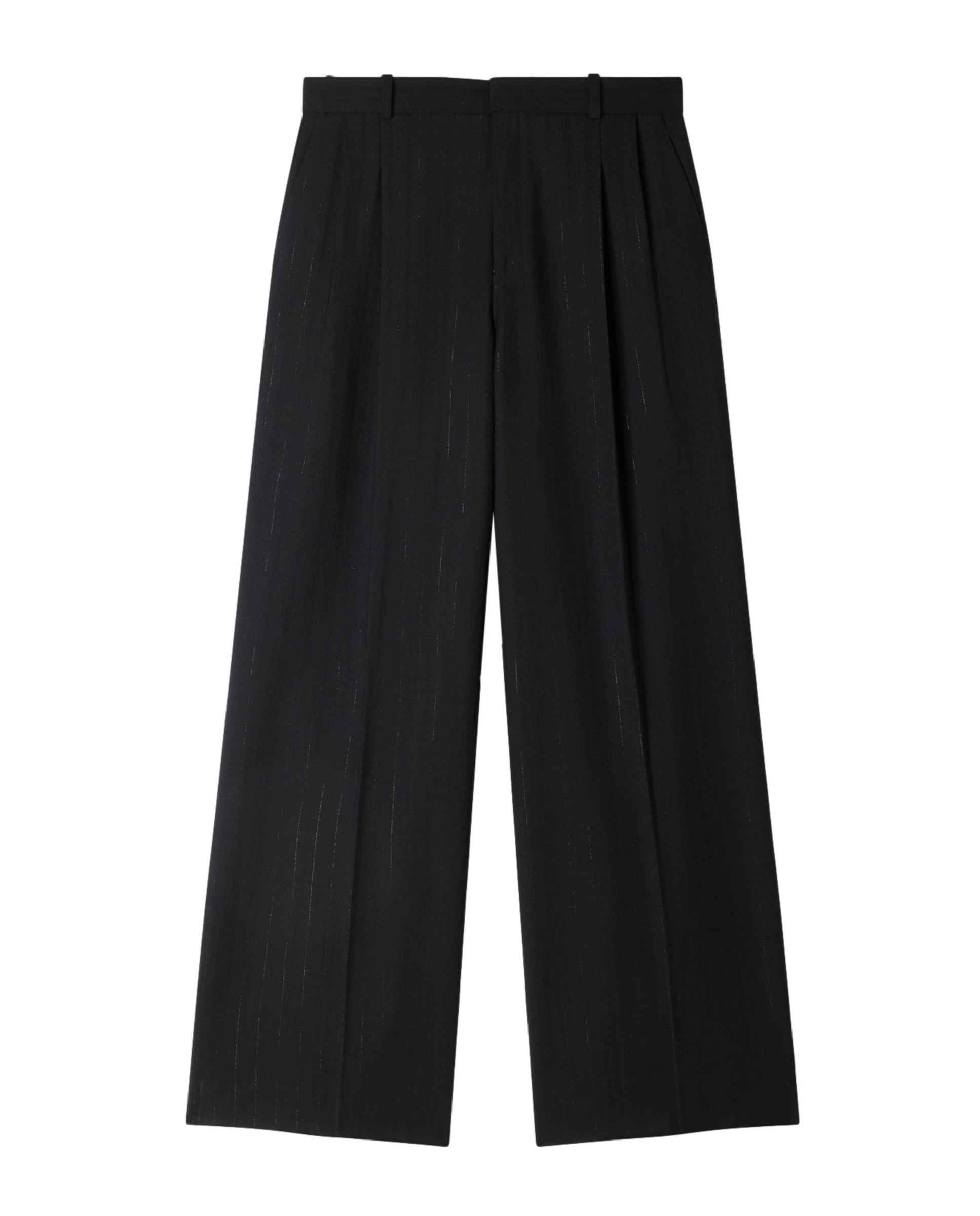 Pantalones anchos de mujer con rayas verticales y talle alto - Sandro - Negro Negro-6
