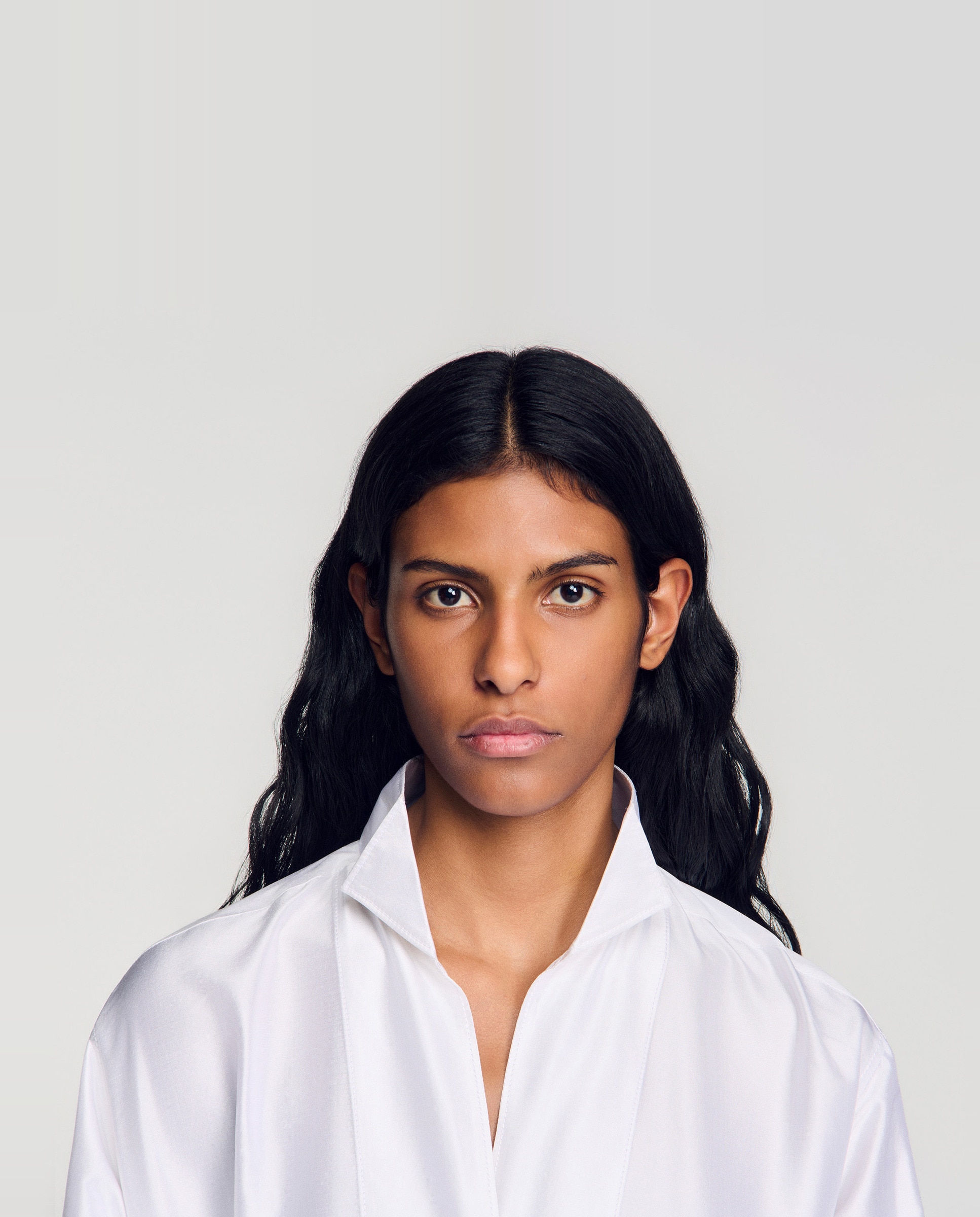 Camisa de mujer oversize de seda satinada - Sandro - Blanco Blanco-5
