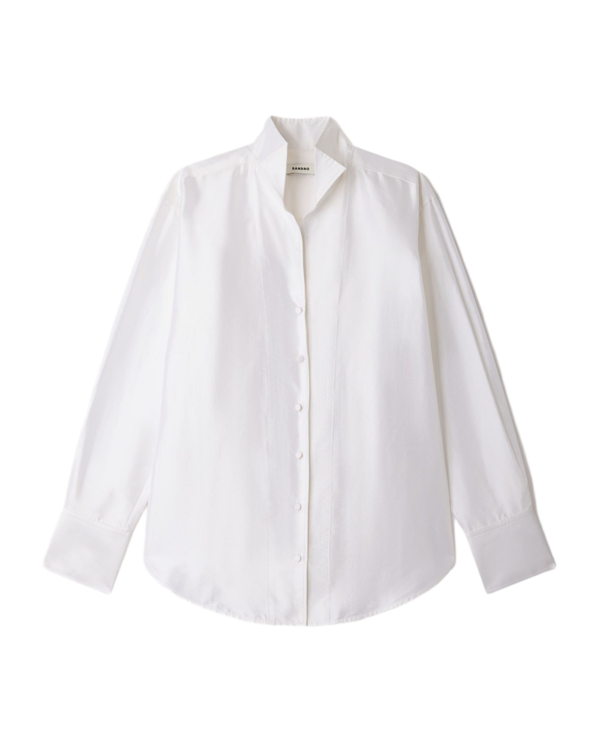 Camisa de mujer oversize de seda satinada - Sandro - Blanco Blanco-6