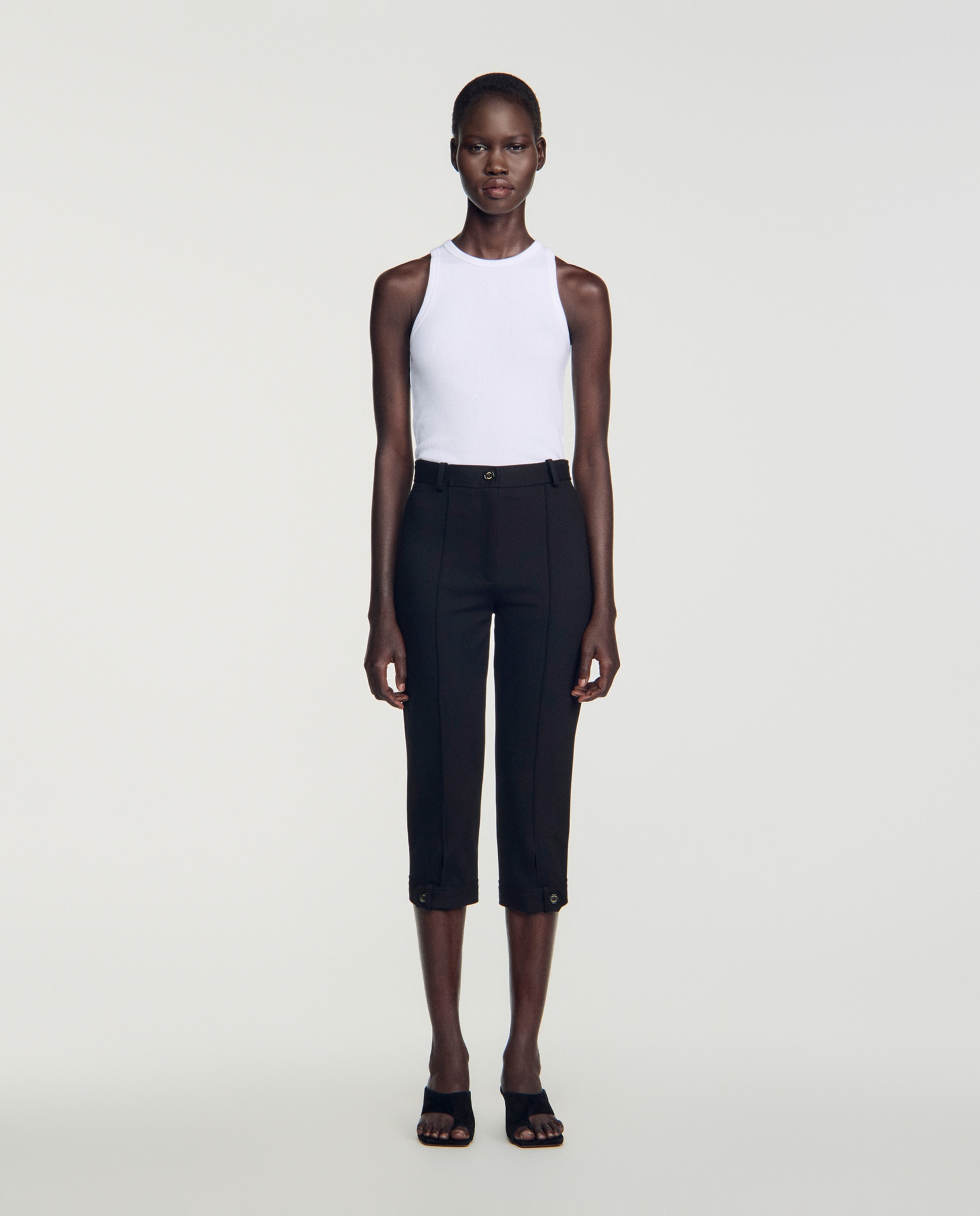 Pantalón corto de mujer ciclista talle alto - Sandro - Negro Negro-1