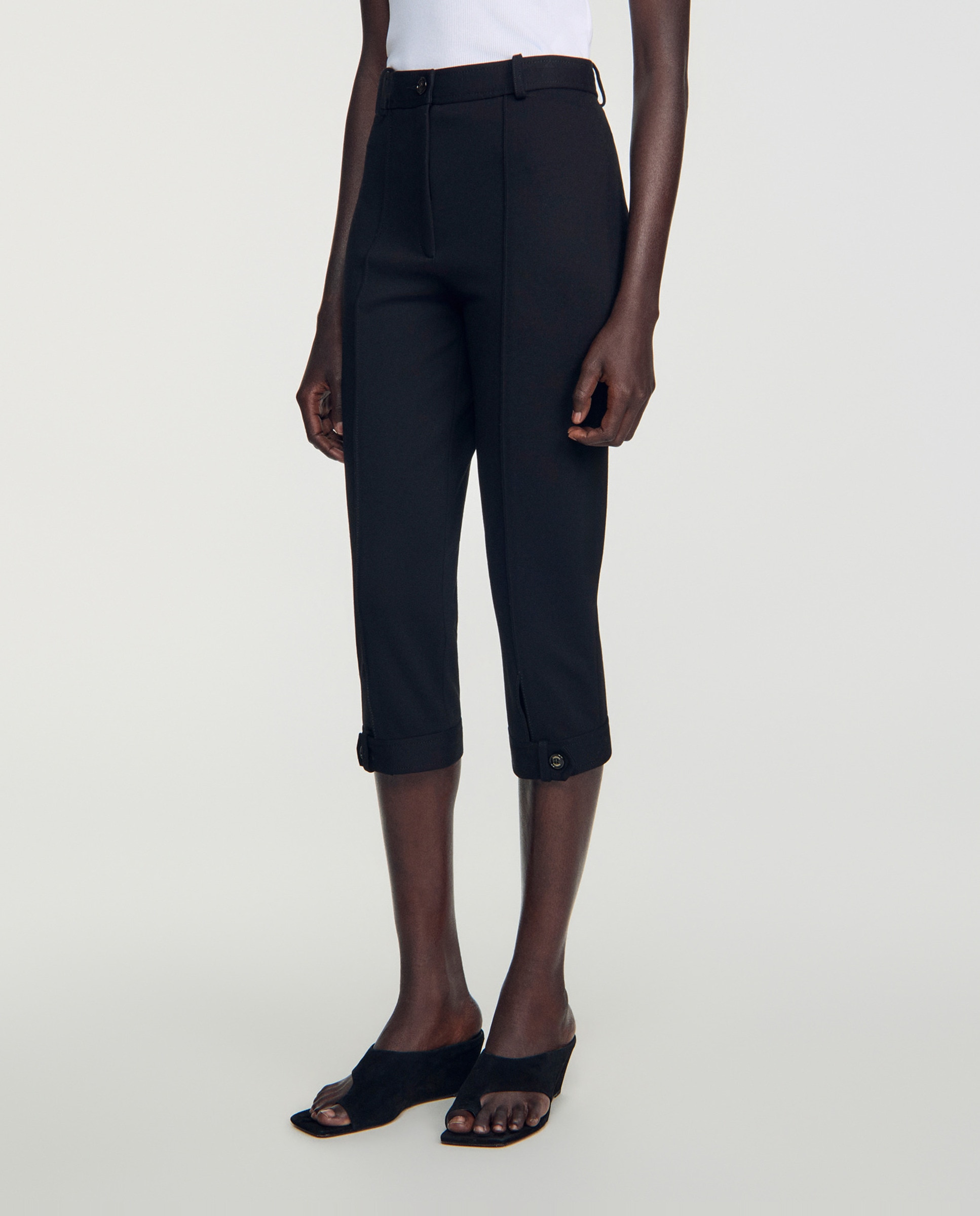 Pantalón corto de mujer ciclista talle alto - Sandro - Negro Negro-2