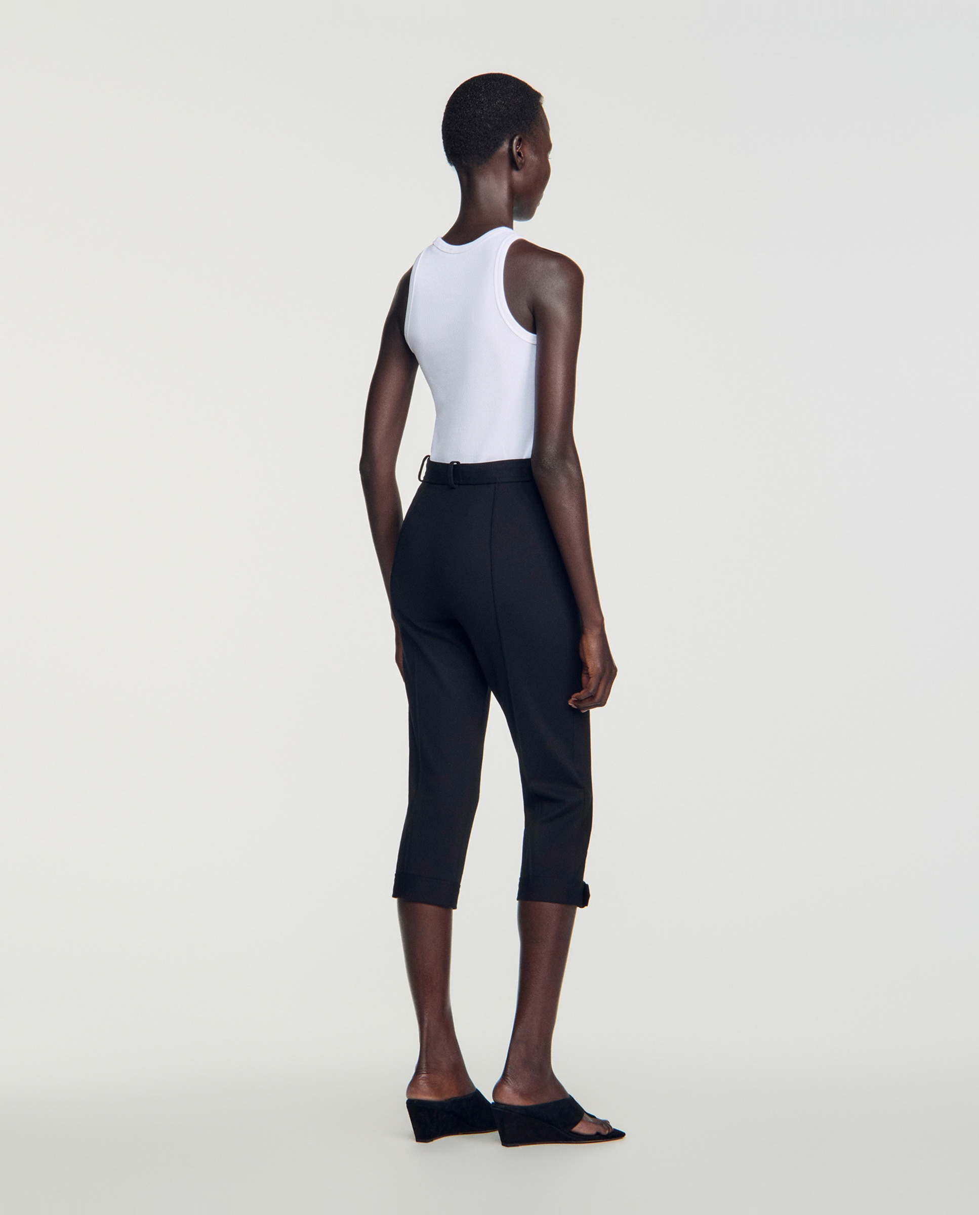 Pantalón corto de mujer ciclista talle alto - Sandro - Negro Negro-3