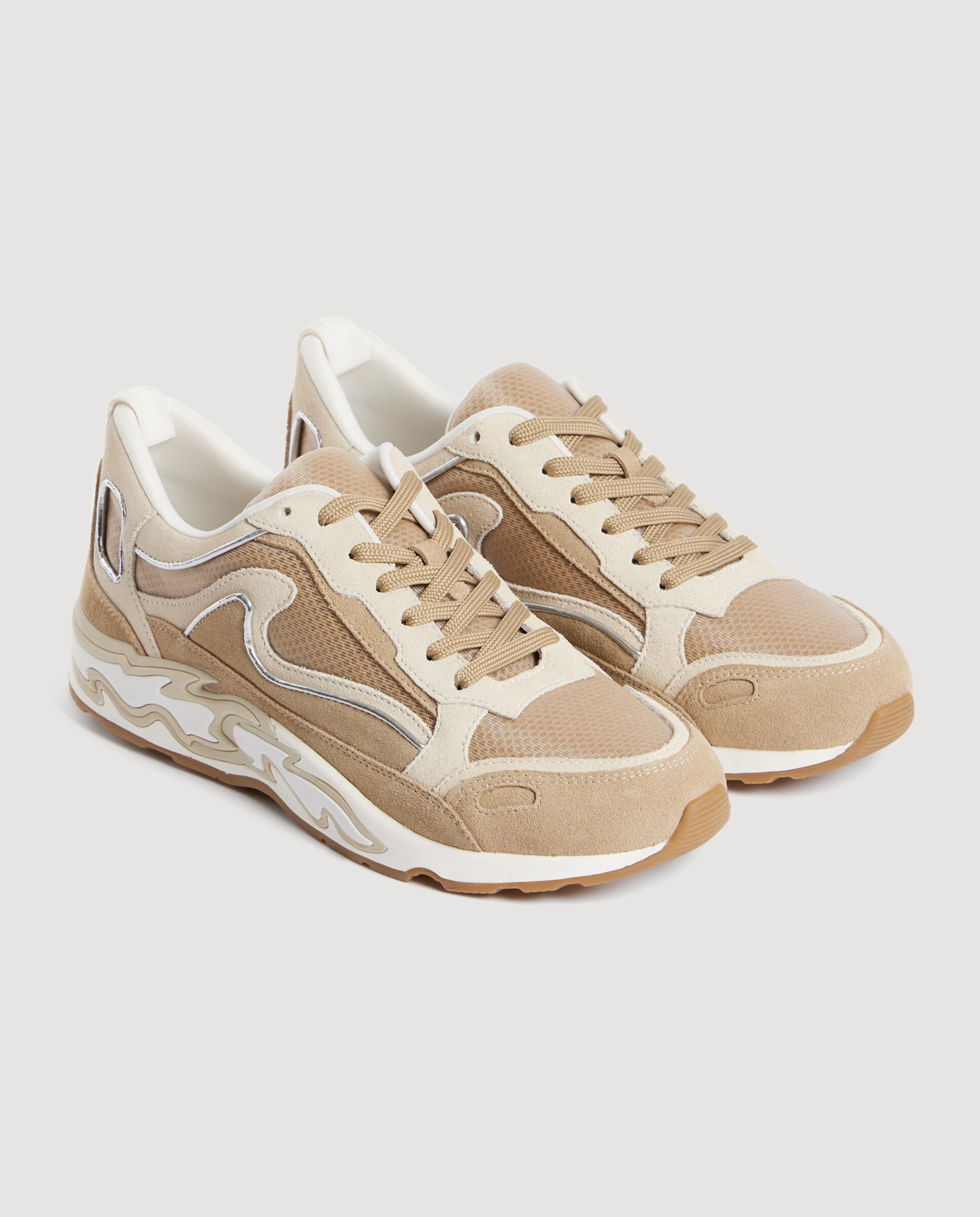 Zapatillas chunky de mujer de mezcla de materiales - Sandro - Beige Beige-3