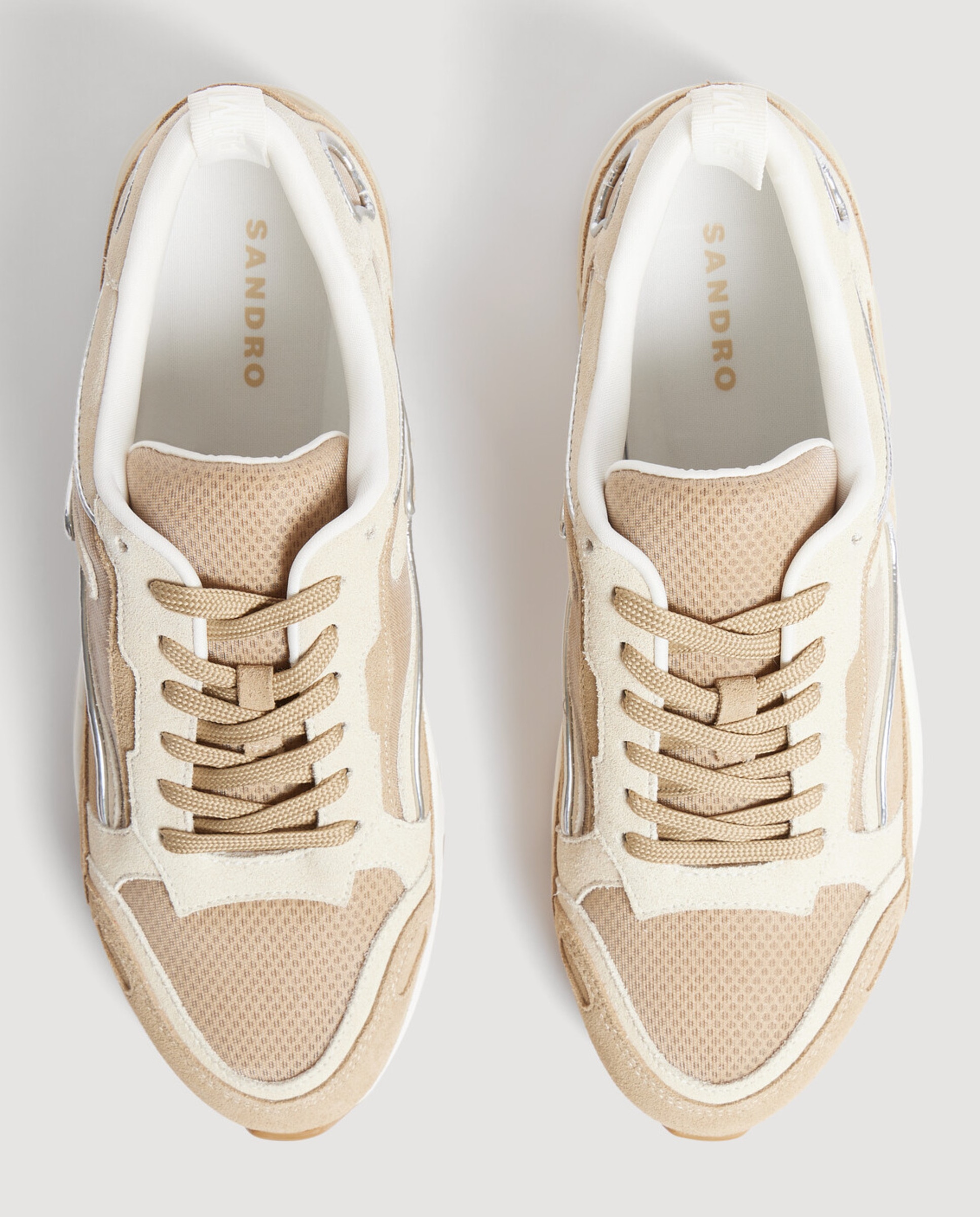 Zapatillas chunky de mujer de mezcla de materiales - Sandro - Beige Beige-2