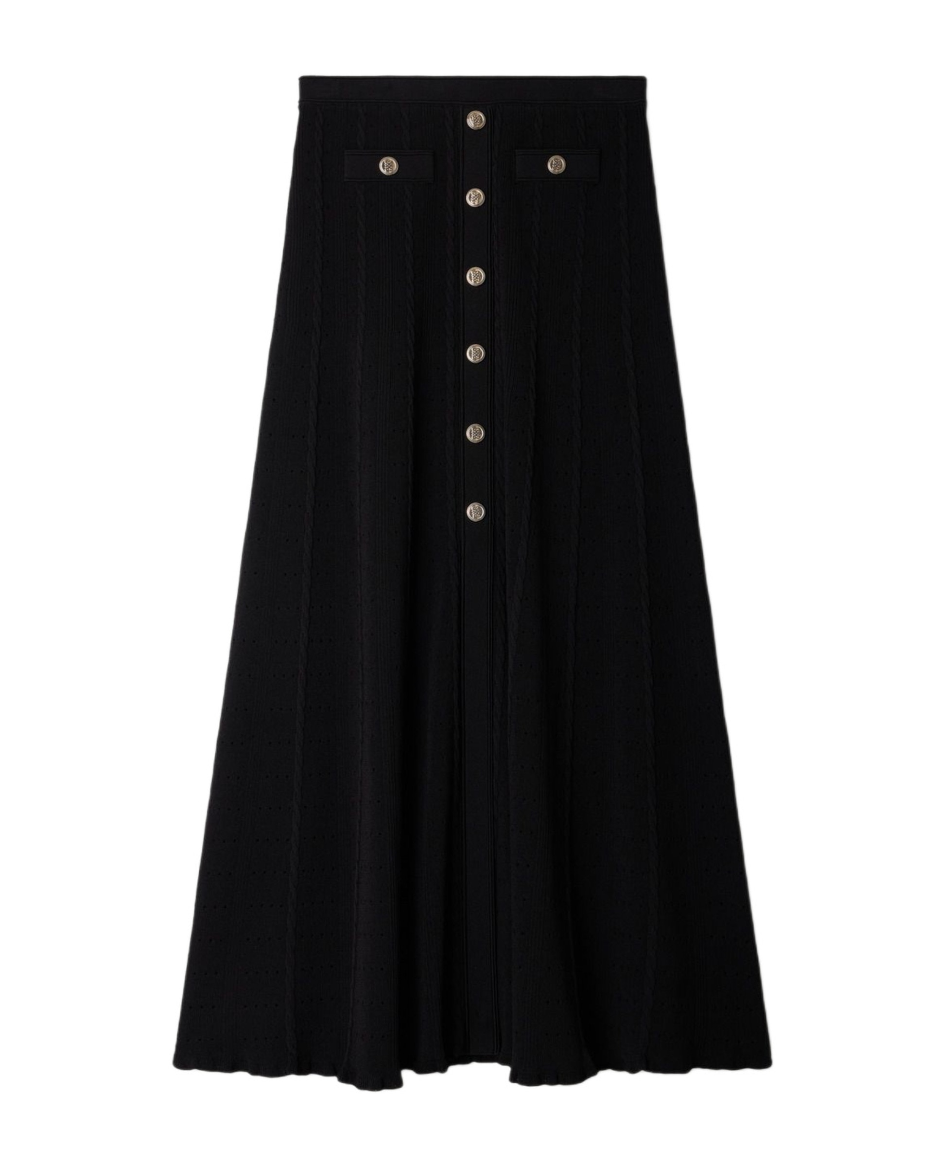 Falda midi pointelle con abertura y botones - Sandro - Negro Negro-6