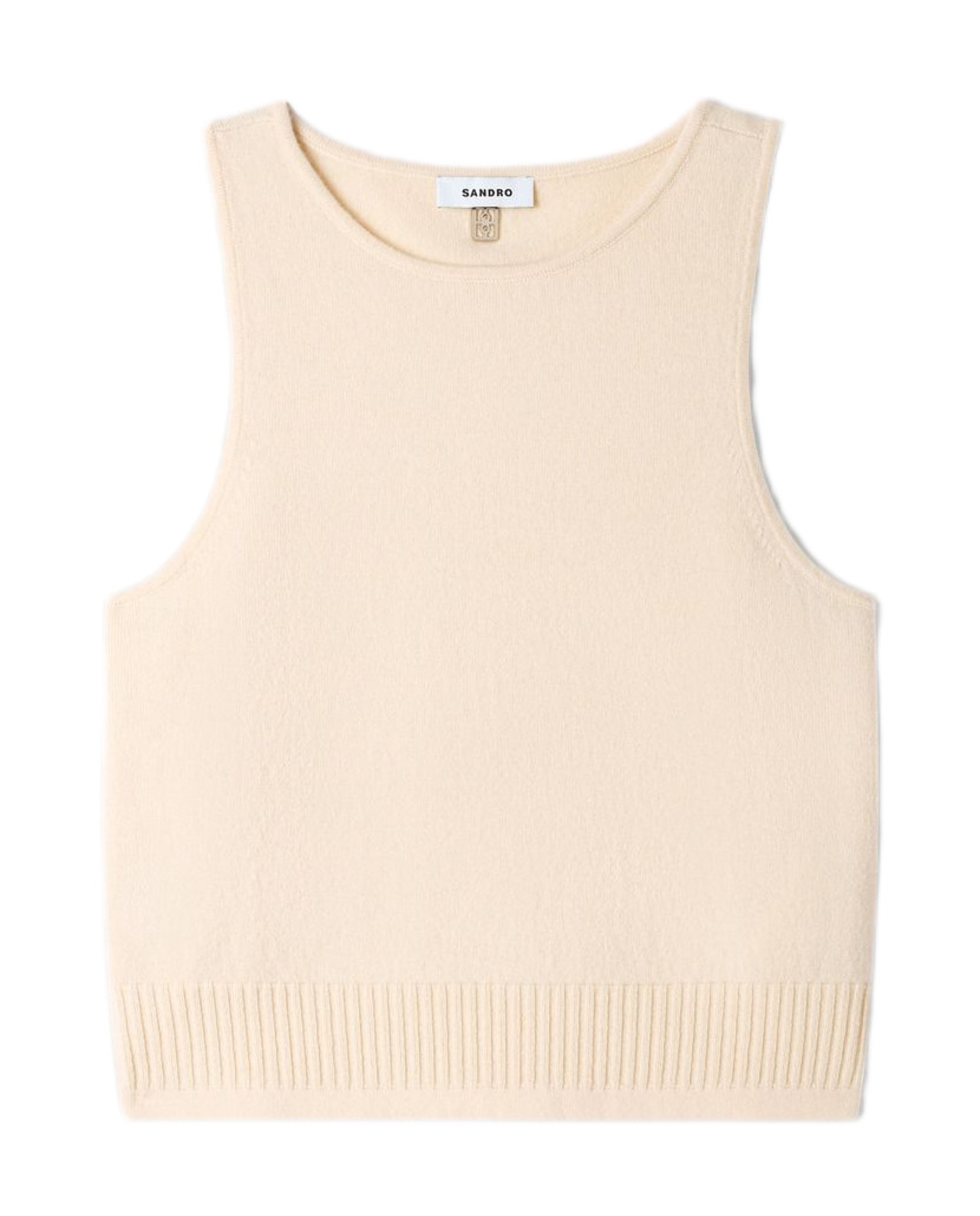 Jersey de punto de mujer sin mangas con lana y cachemir - Sandro - Beige Beige-6