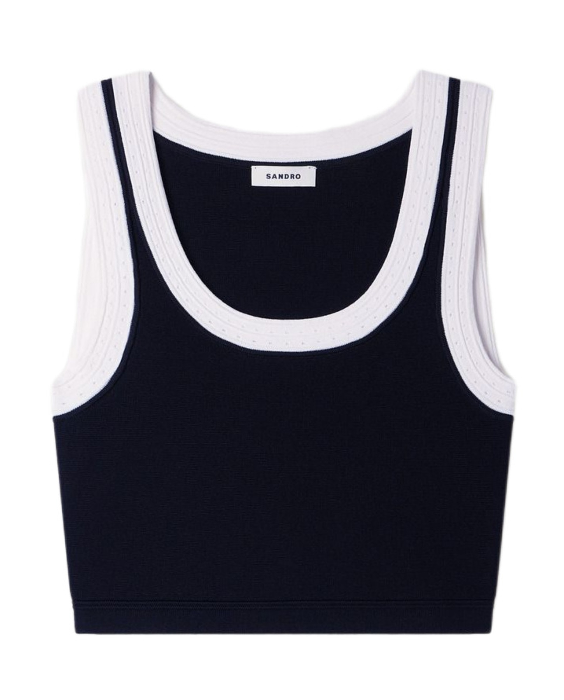 Top de punto de mujer corto bicolor - Sandro - Negro Negro-6