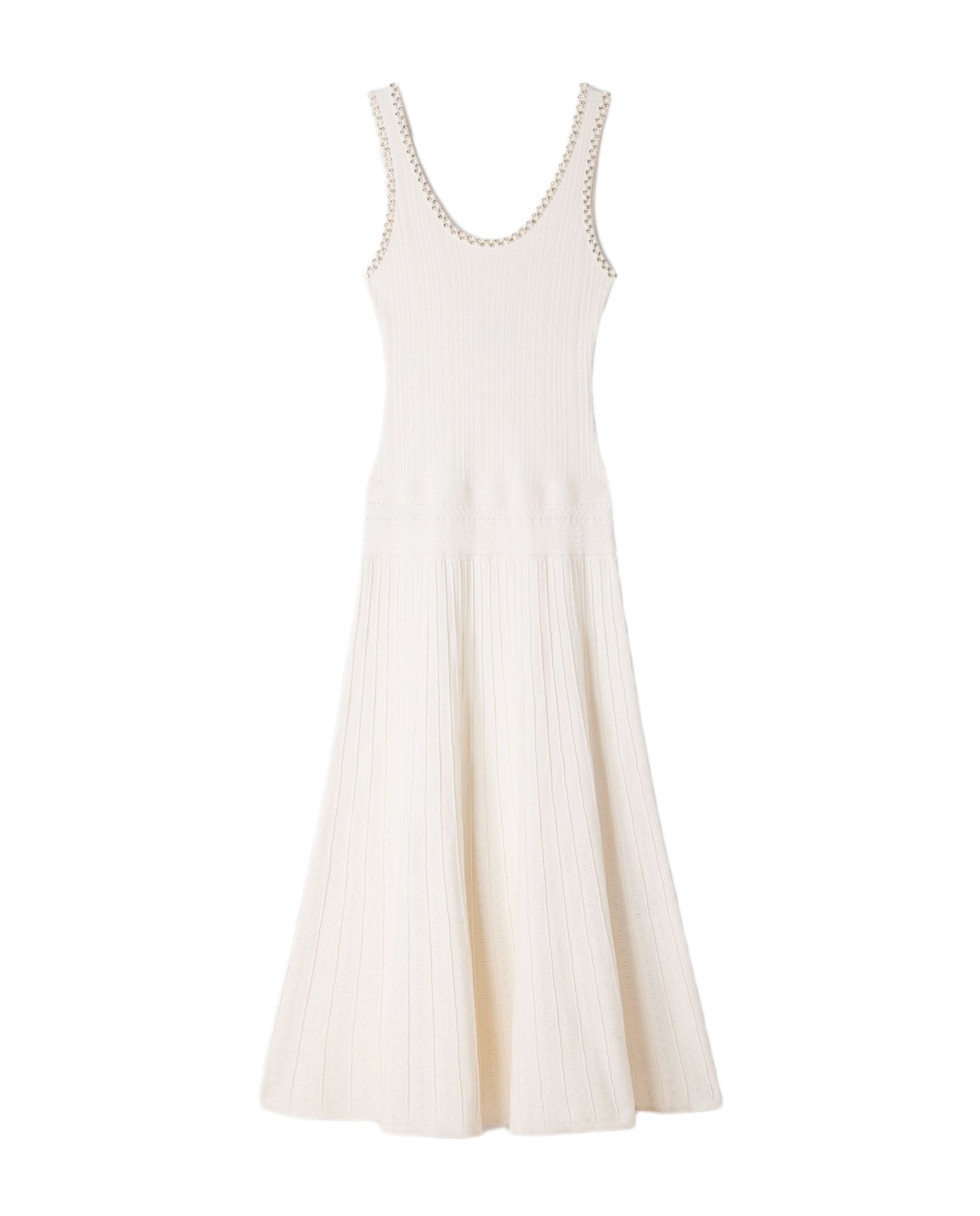 Vestido largo sin mangas de punto con strass y perlas - Sandro - Blanco Blanco-7