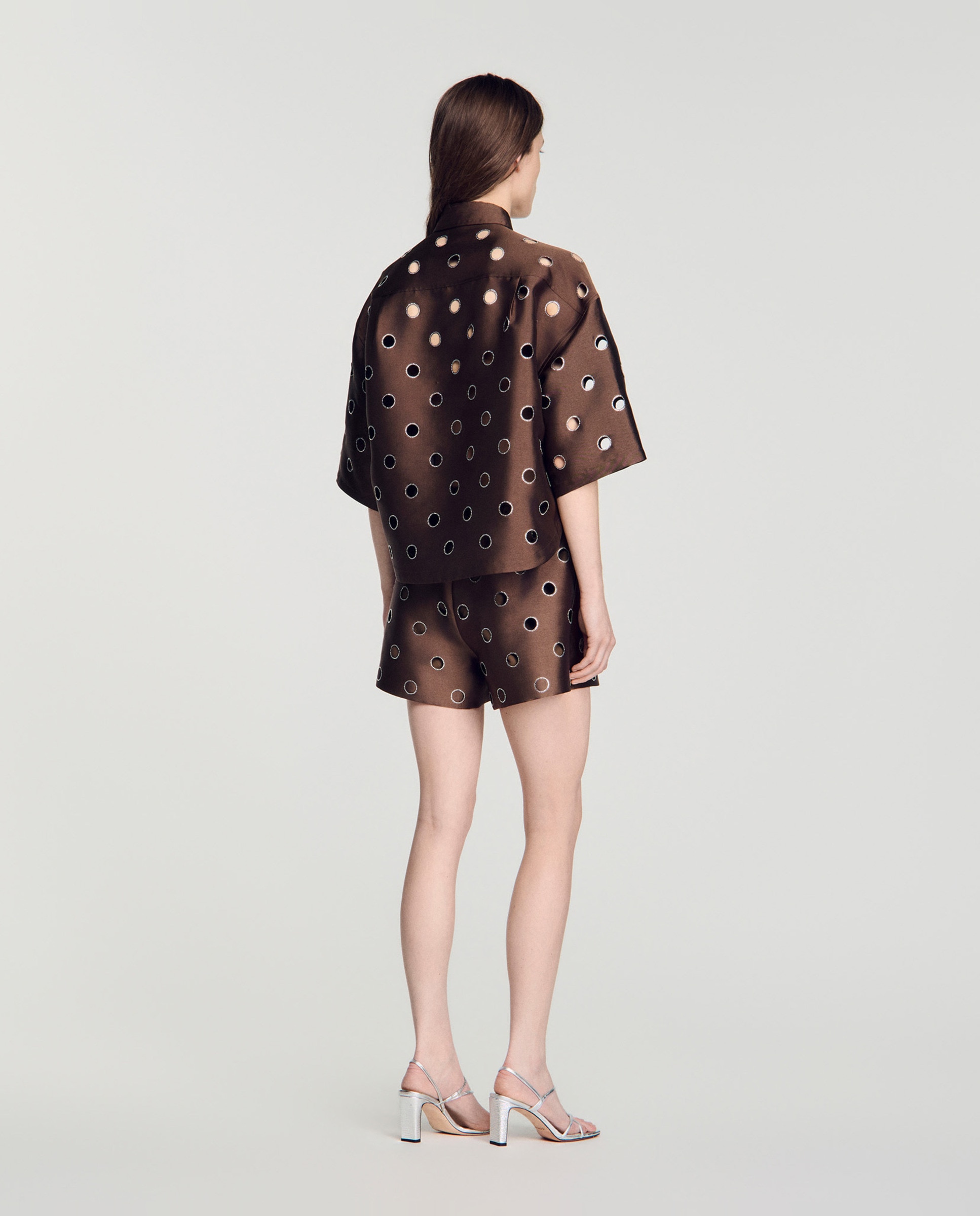 Camisa de mujer oversize con strass - Sandro - Marrón Marrón-2