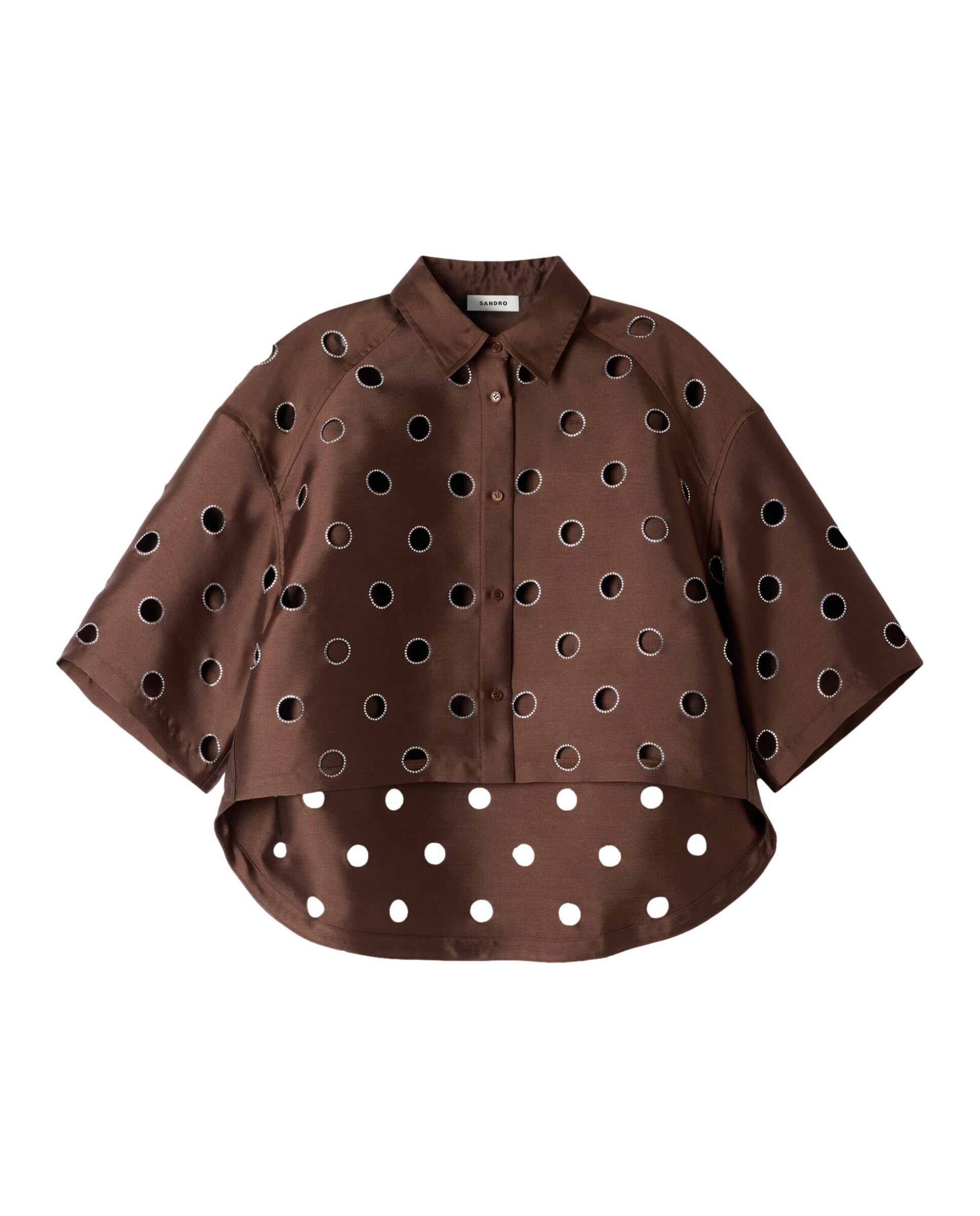 Camisa de mujer oversize con strass - Sandro - Marrón Marrón-6