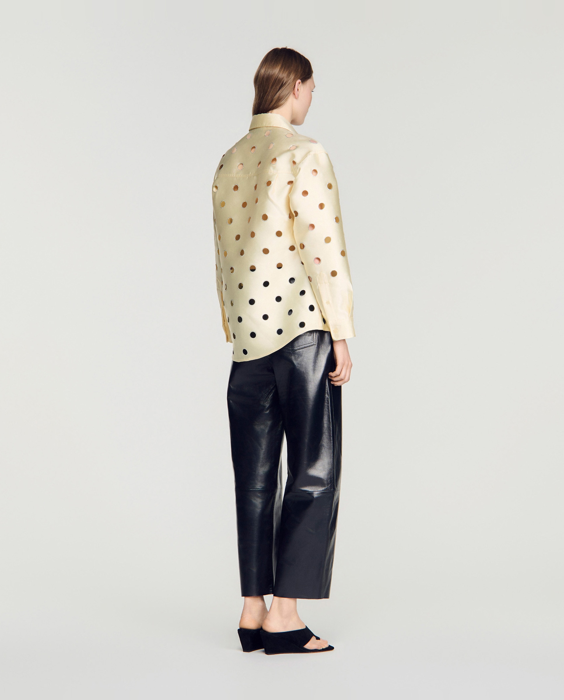 Camisa de mujer calada con strass - Sandro - Beige Beige-2
