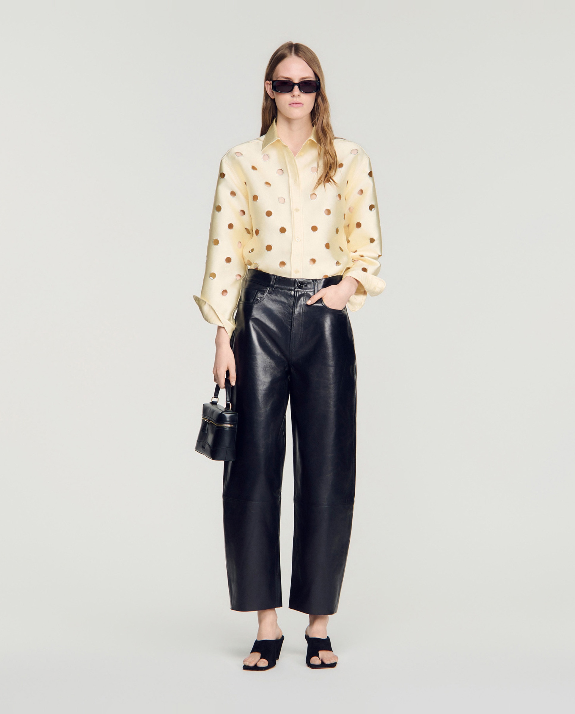 Camisa de mujer calada con strass - Sandro - Beige Beige-5