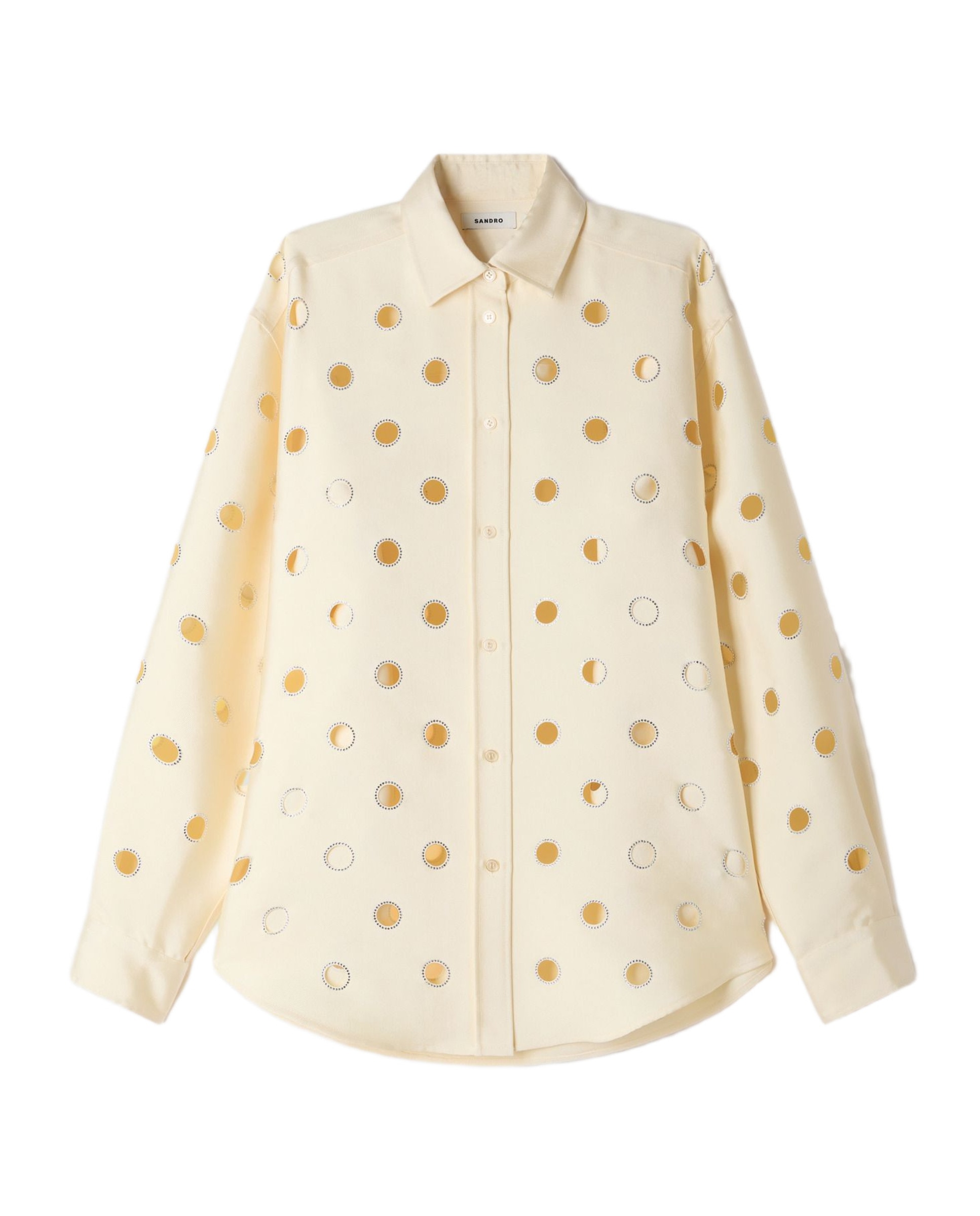Camisa de mujer calada con strass - Sandro - Beige Beige-6