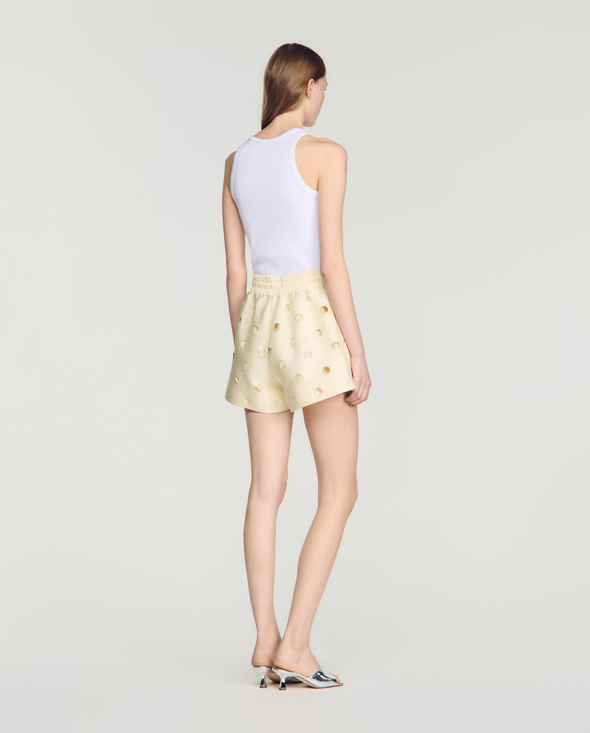Short de mujer ancho calado con strass - Sandro - Beige Beige-3