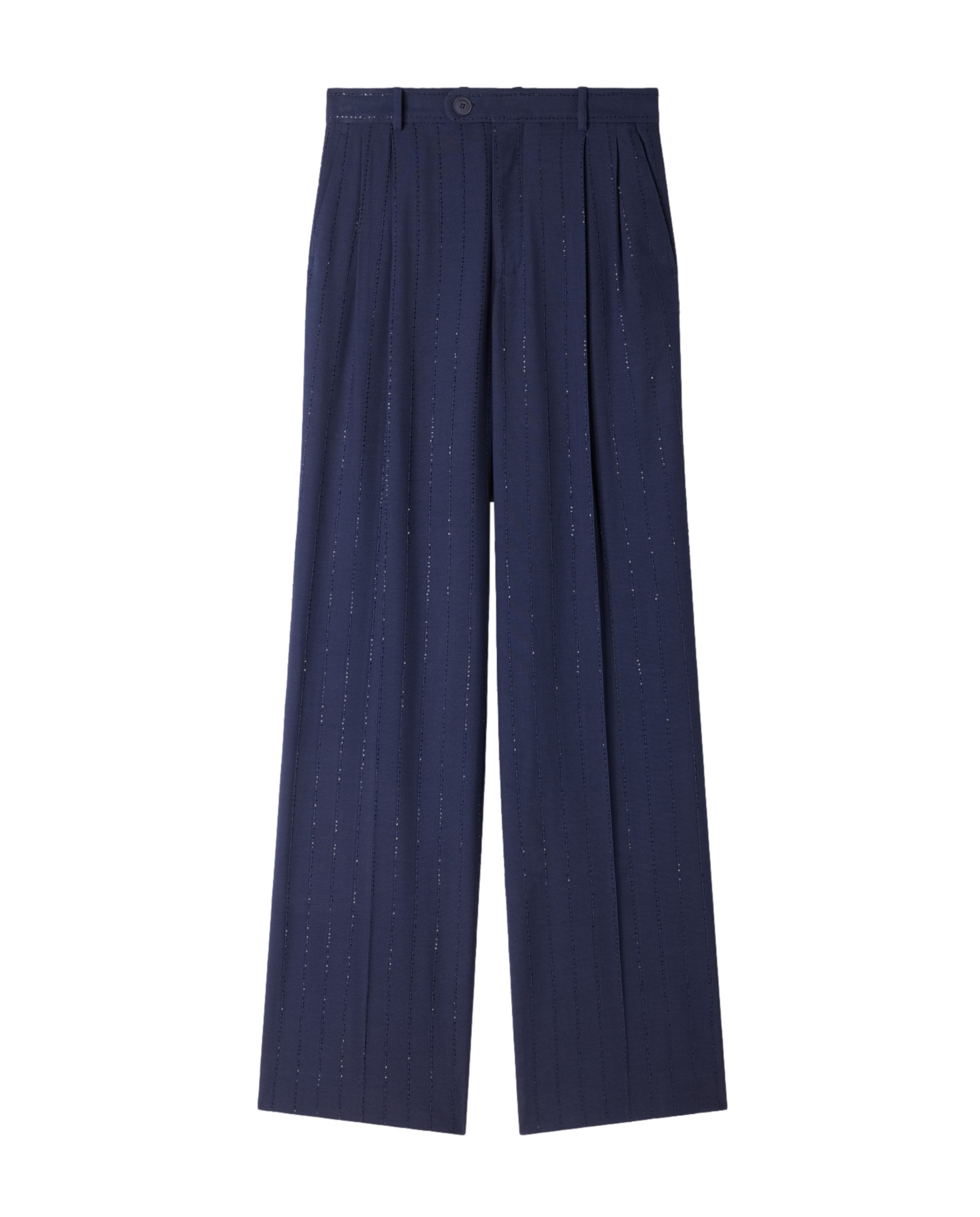 Pantalones anchos de mujer con rayas verticales y lentejuelas - Sandro - Azul marino Azul marino-6