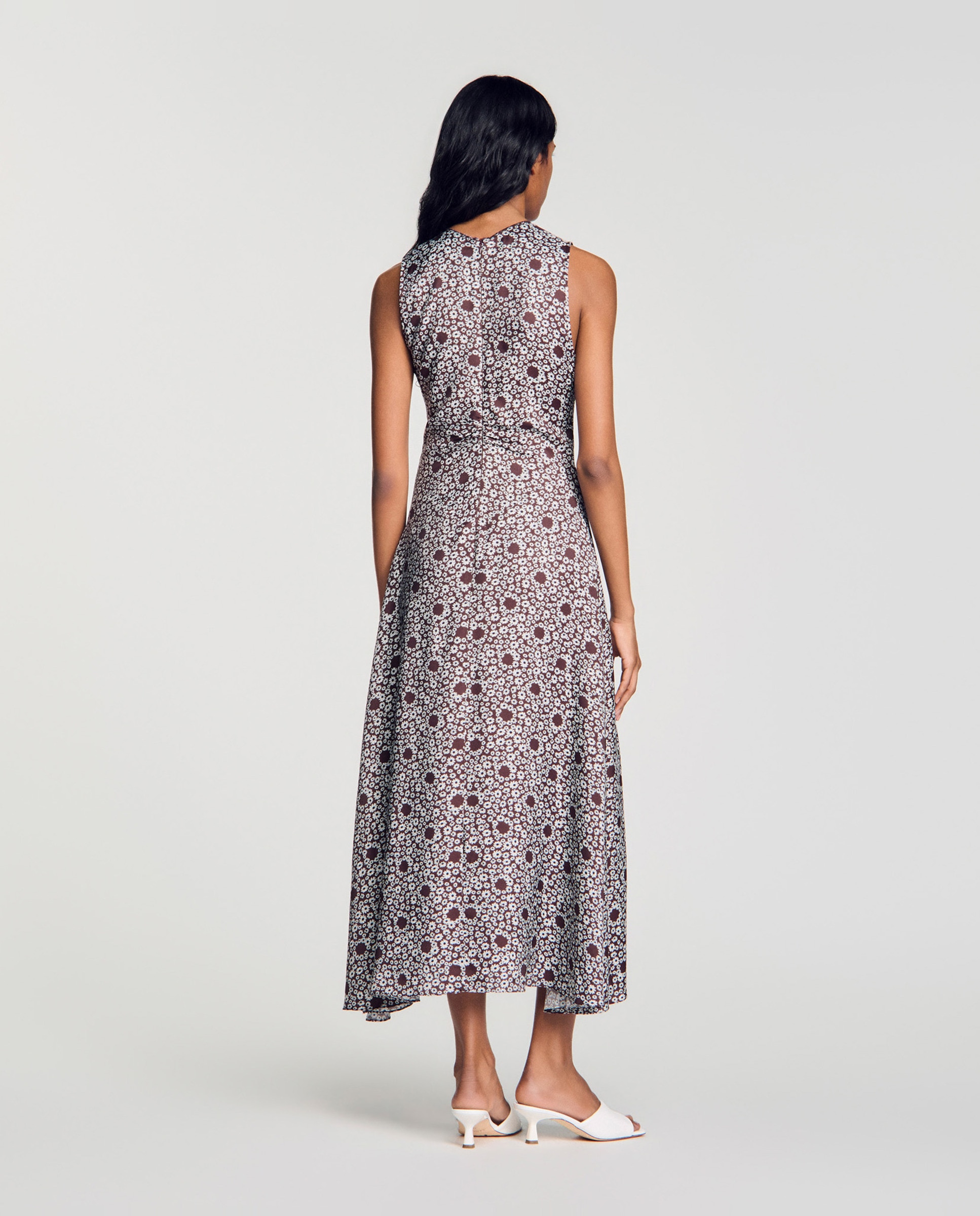 Vestido midi floral fluido - Sandro - Marrón Marrón-2