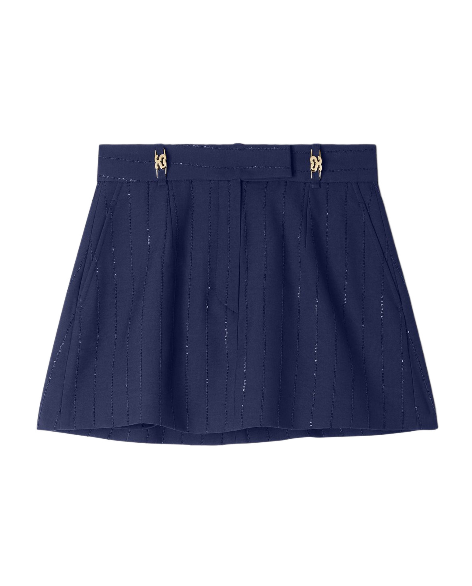 Falda pantalón acampanada con rayas verticales y lentejuelas - Sandro - Azul marino Azul marino-6
