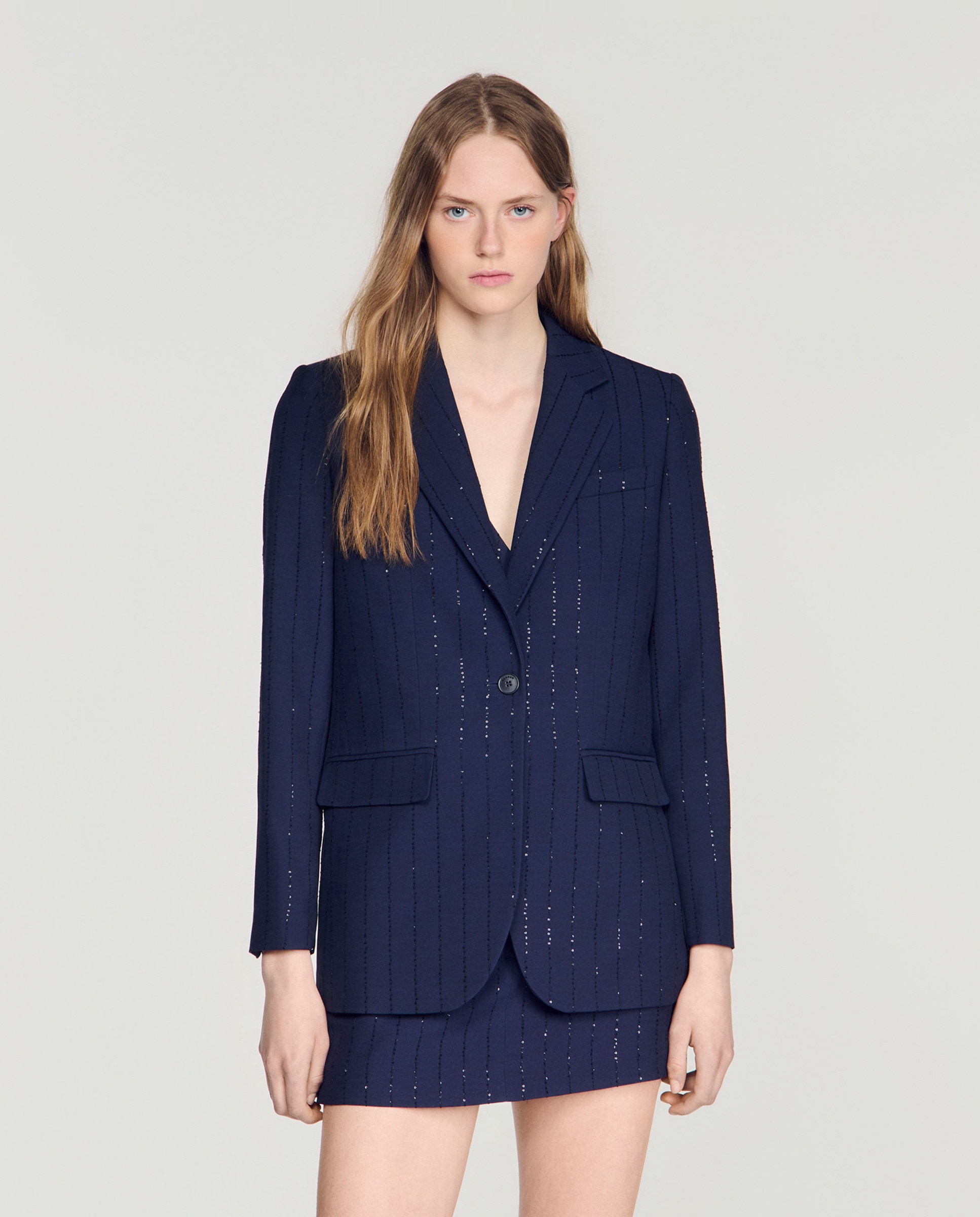 Blazer de mujer con rayas - Sandro - Azul marino Azul marino-1