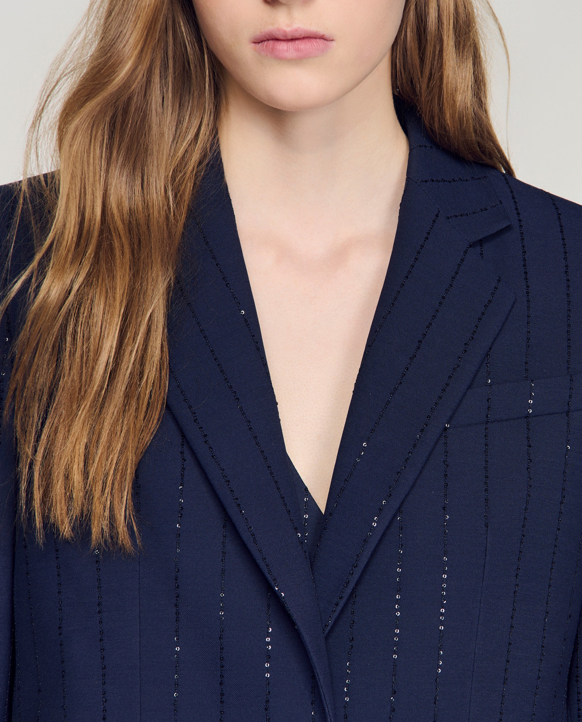 Blazer de mujer con rayas - Sandro - Azul marino Azul marino-4